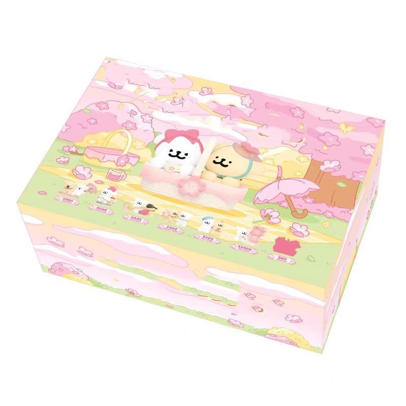 浪漫櫻花 · 線條小狗手辦盲盒 | 可愛桌面擺件