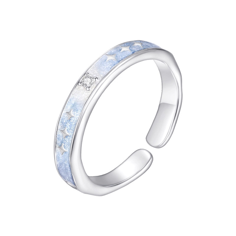 夜幕繁星 · S925銀滴釉情侶對戒 | 生日禮物推薦 