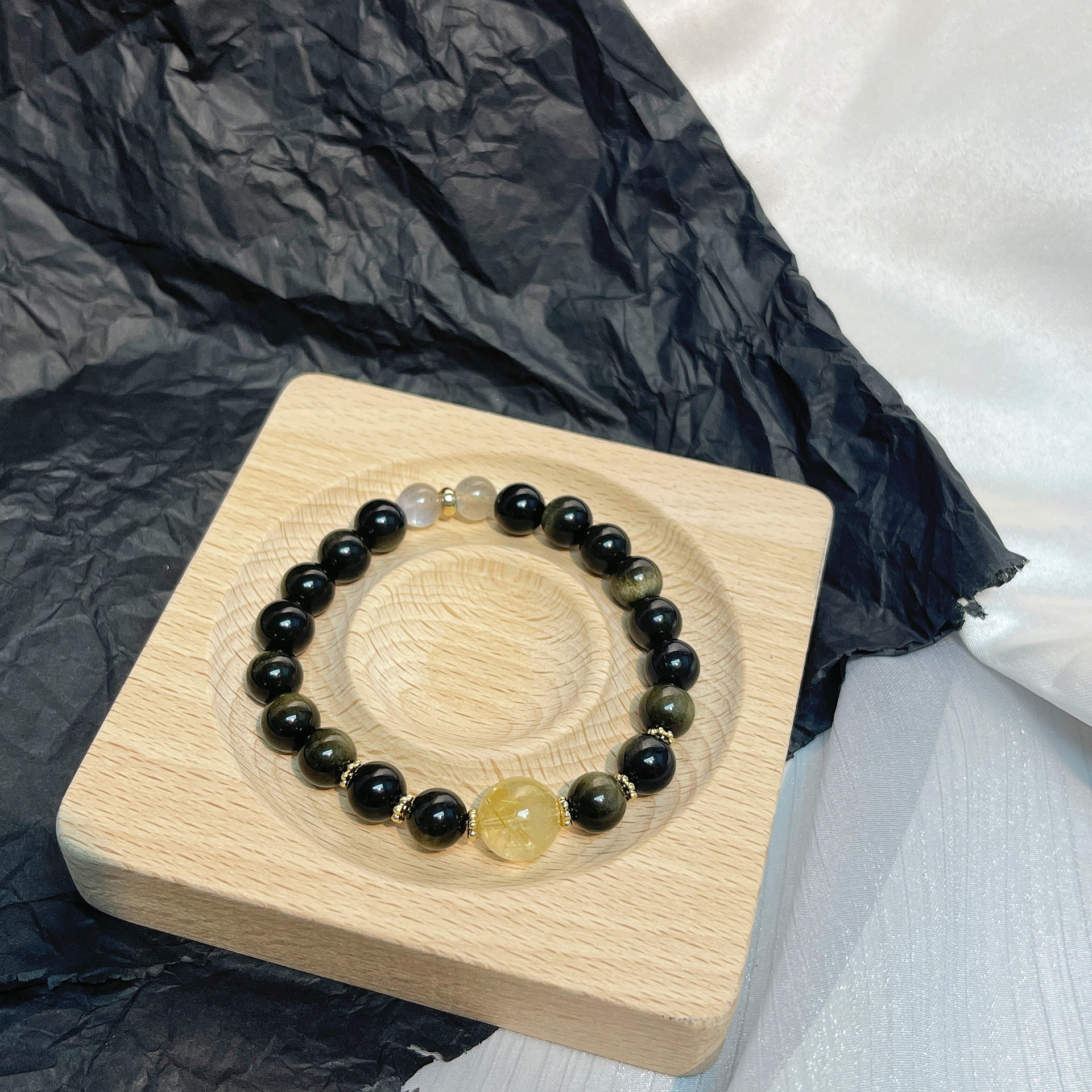 月下戀人 · 天然金曜石情侶手串 | 情侶生日禮物