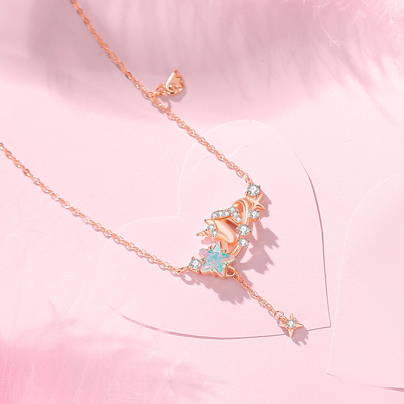 星河獨角獸 · 月光石銀項鍊 | 女友週年紀念禮物 