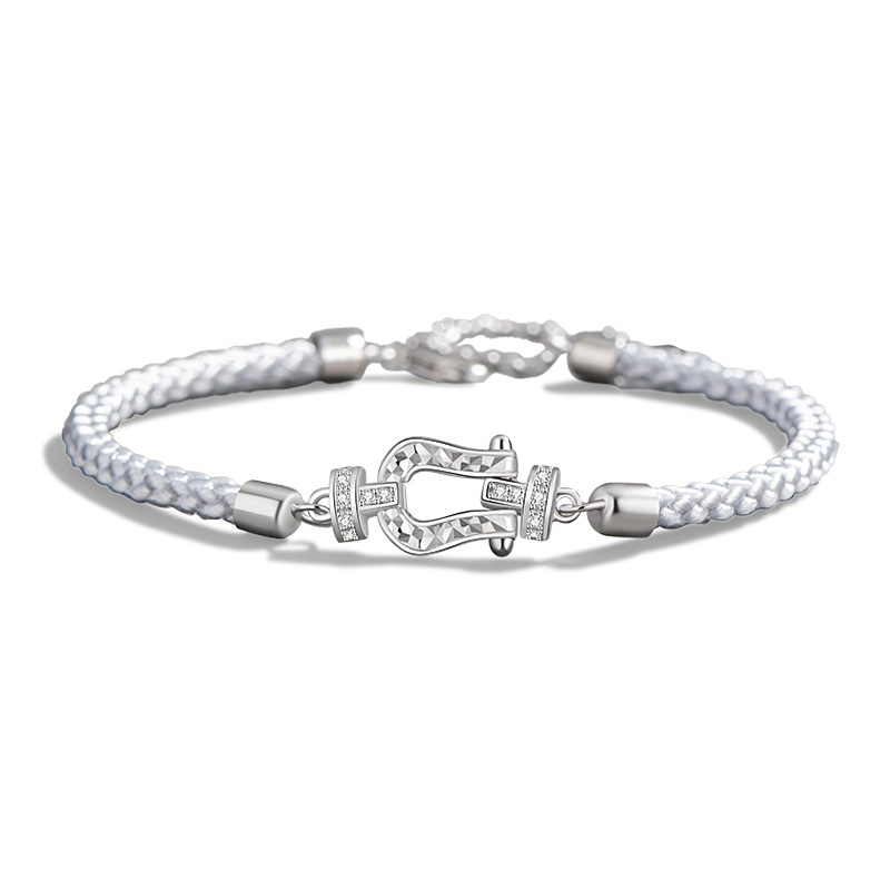 滿鑽馬蹄扣 · S925銀情侶手繩 | 紀念日禮物