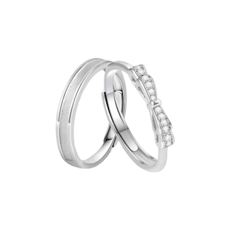 諾言 · S925銀閃耀蝴蝶結情侶對戒 | 週年紀念禮物