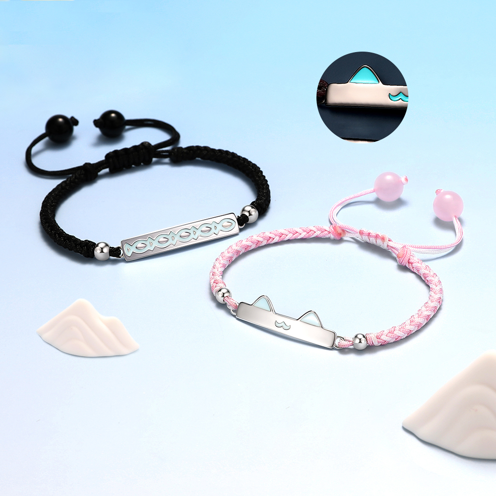 貓魚之戀 · 夜光純銀情侶手繩 | 情侶禮物