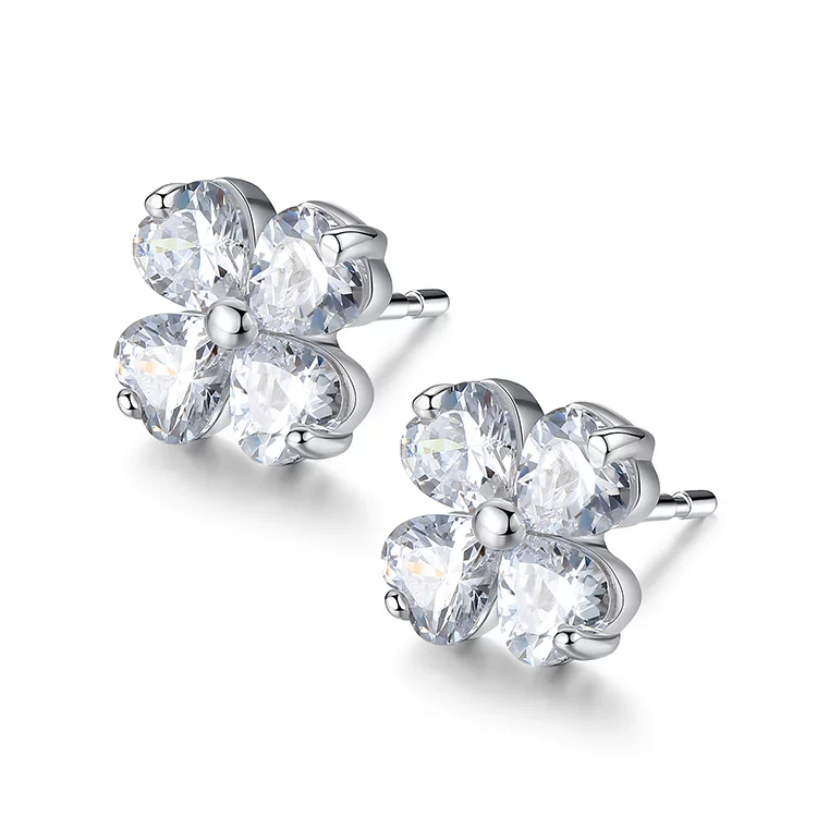 幸運四葉草 · 簡約鑲鑽耳釘&耳夾 | 送禮推薦