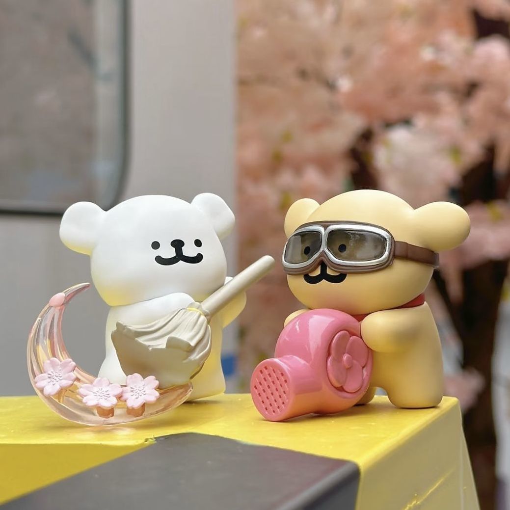 浪漫櫻花 · 線條小狗手辦盲盒 | 可愛桌面擺件