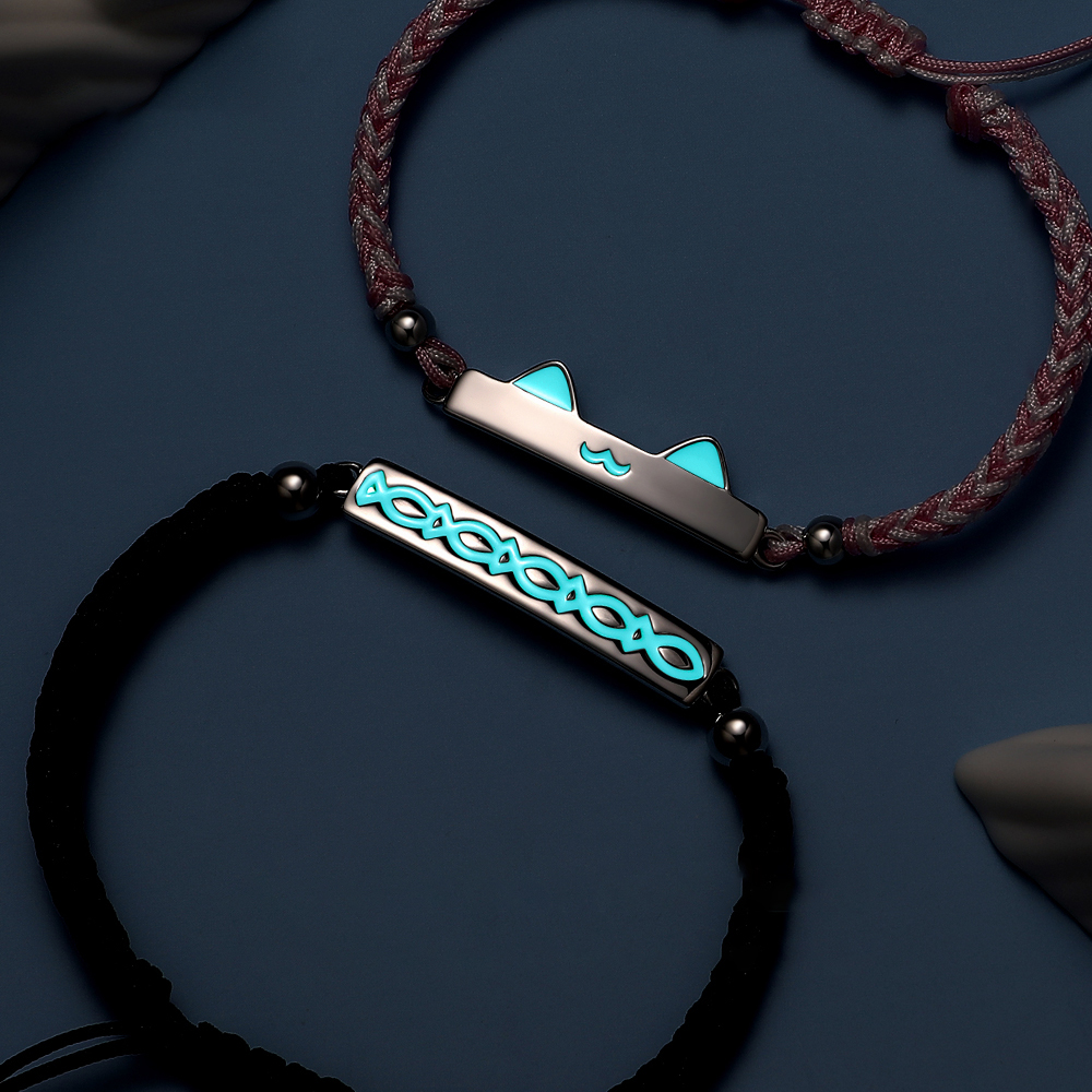 貓魚之戀 · 夜光純銀情侶手繩 | 情侶禮物