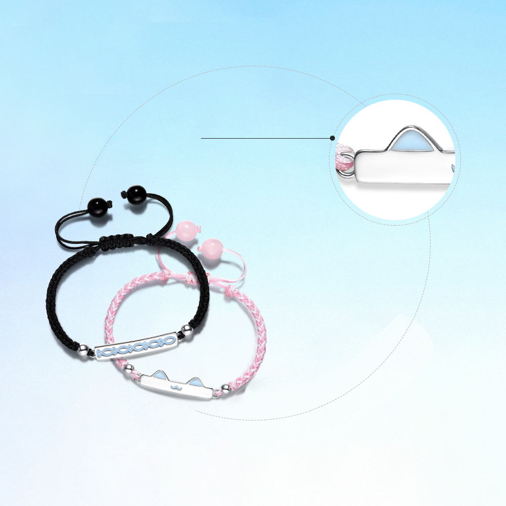 貓魚之戀 · 夜光純銀情侶手繩 | 情侶禮物