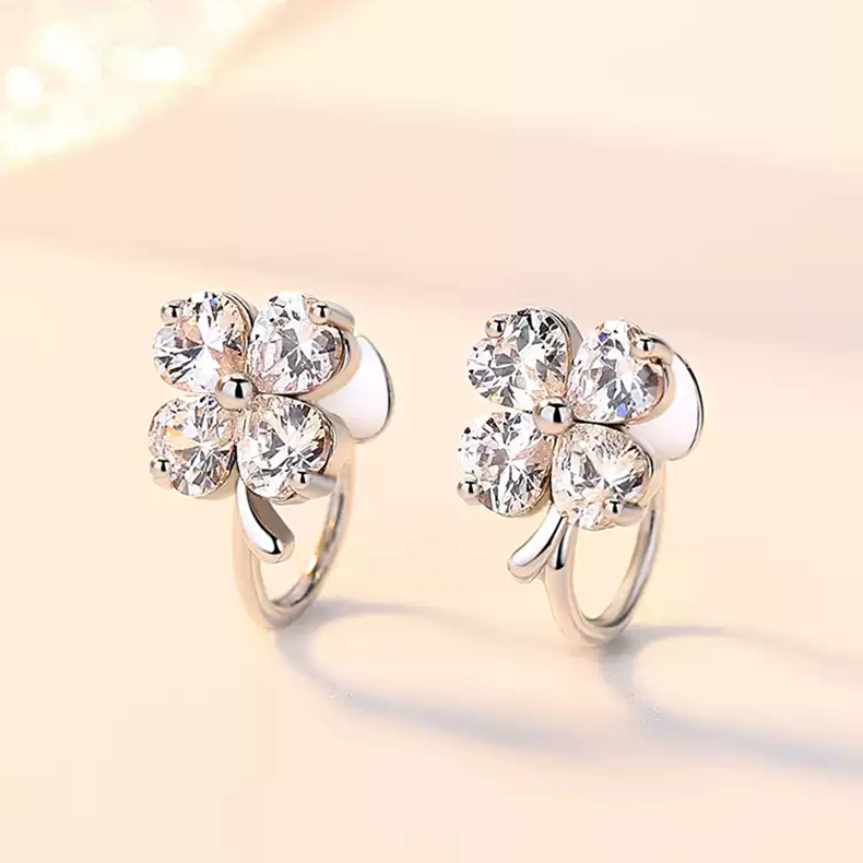 幸運四葉草 · 簡約鑲鑽耳釘&耳夾 | 送禮推薦