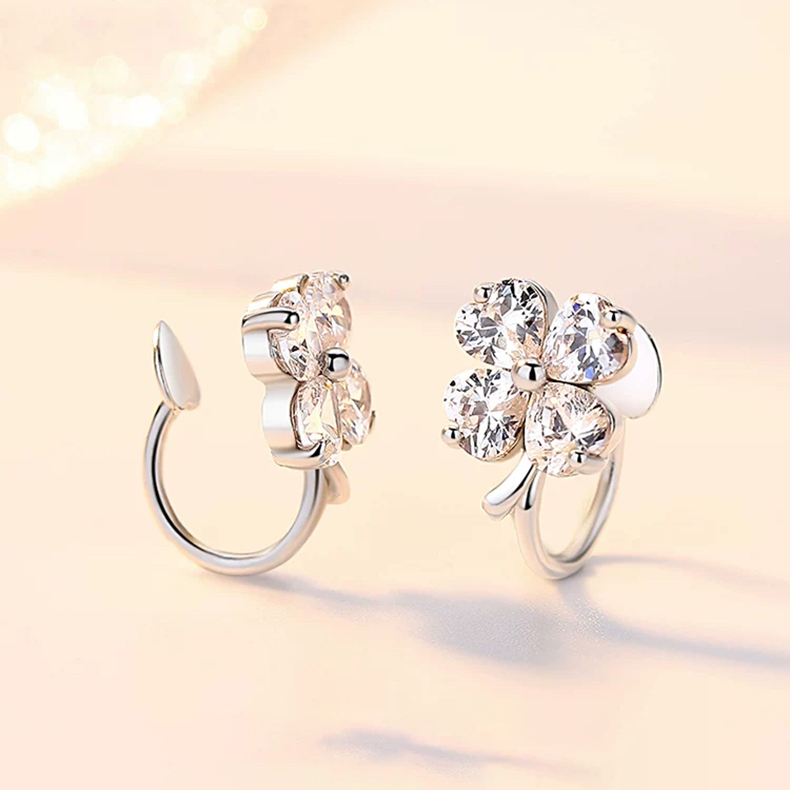 幸運四葉草 · 簡約鑲鑽耳釘&耳夾 | 送禮推薦