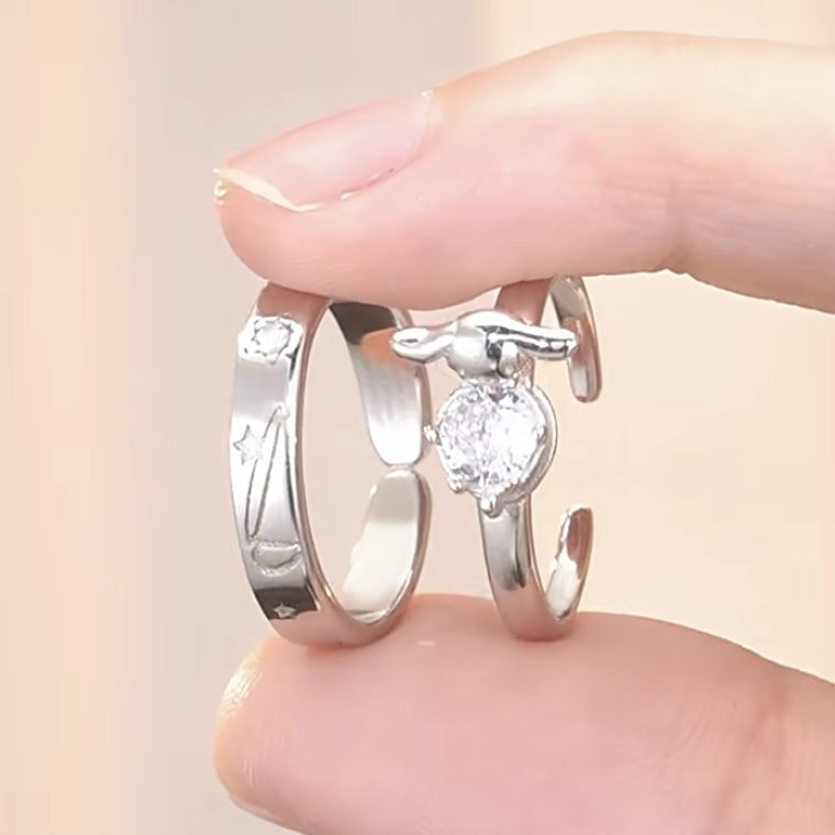 情緣大耳狗 · S925銀情侶對戒 | 生日禮物推薦 