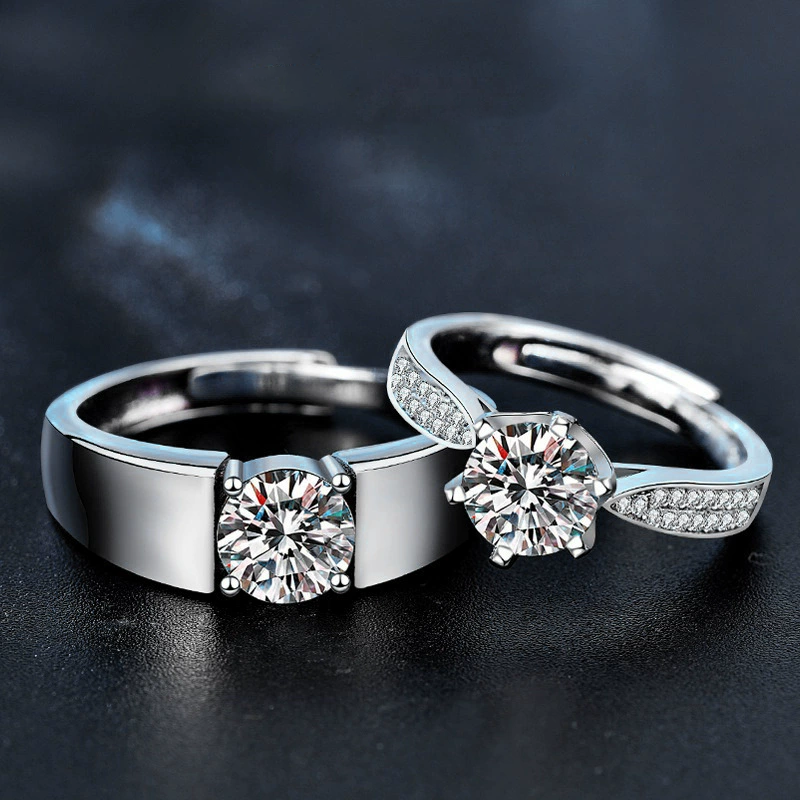 滿排璀璨 · 兩克拉莫桑石鑽石結婚對戒 | 結婚週年禮物 