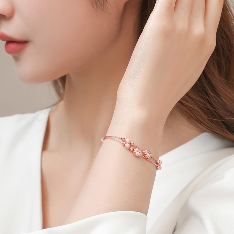 粉晶貓爪 · S925純銀項鍊手鍊 | 女友生日禮物 