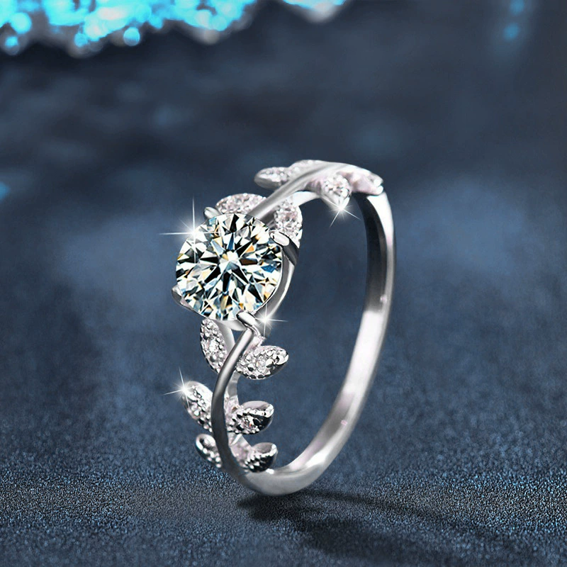 月桂枝 · 莫桑鑽S925純銀戒指 | 女友生日禮物 