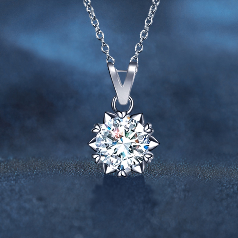 星芒雪花 · 莫桑石鑽石純銀項鍊 | 情侶週年禮物 