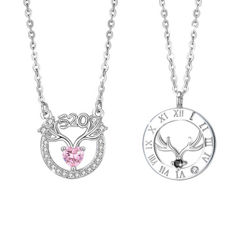 「520」一“鹿”有你 · S925純銀情侶項鍊  | 粉色情侶告白禮物 