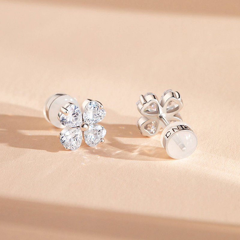 幸運四葉草 · 簡約鑲鑽耳釘&耳夾 | 送禮推薦