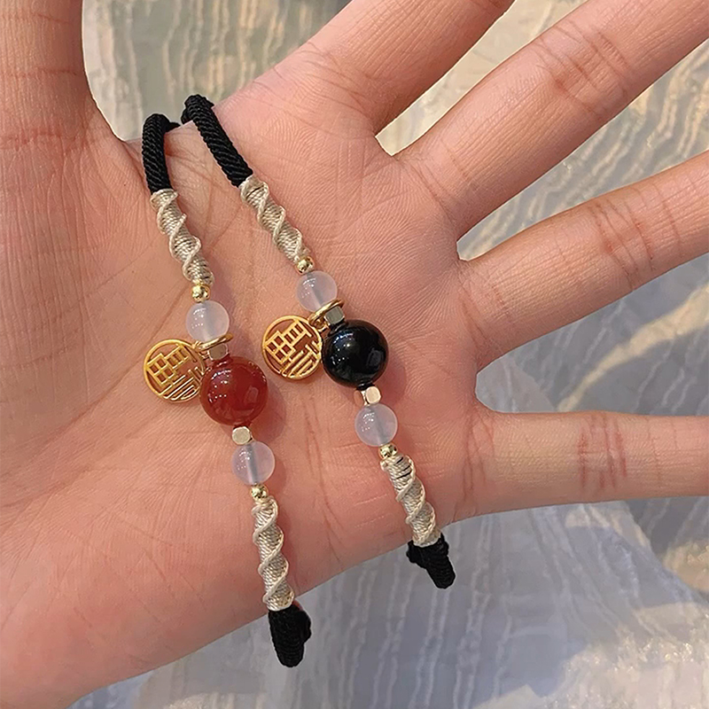 轉運小福珠 · 瑪瑙情侶手繩 | 手工編織可客製 