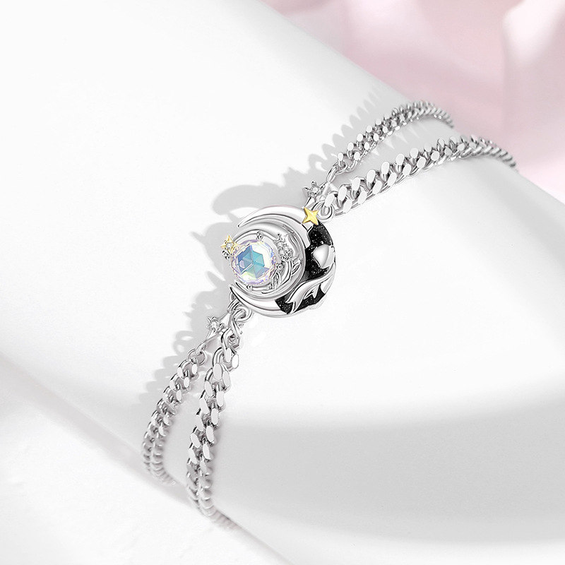 星月小王子 · S925純銀月光石丨情侣項鍊送禮推薦 