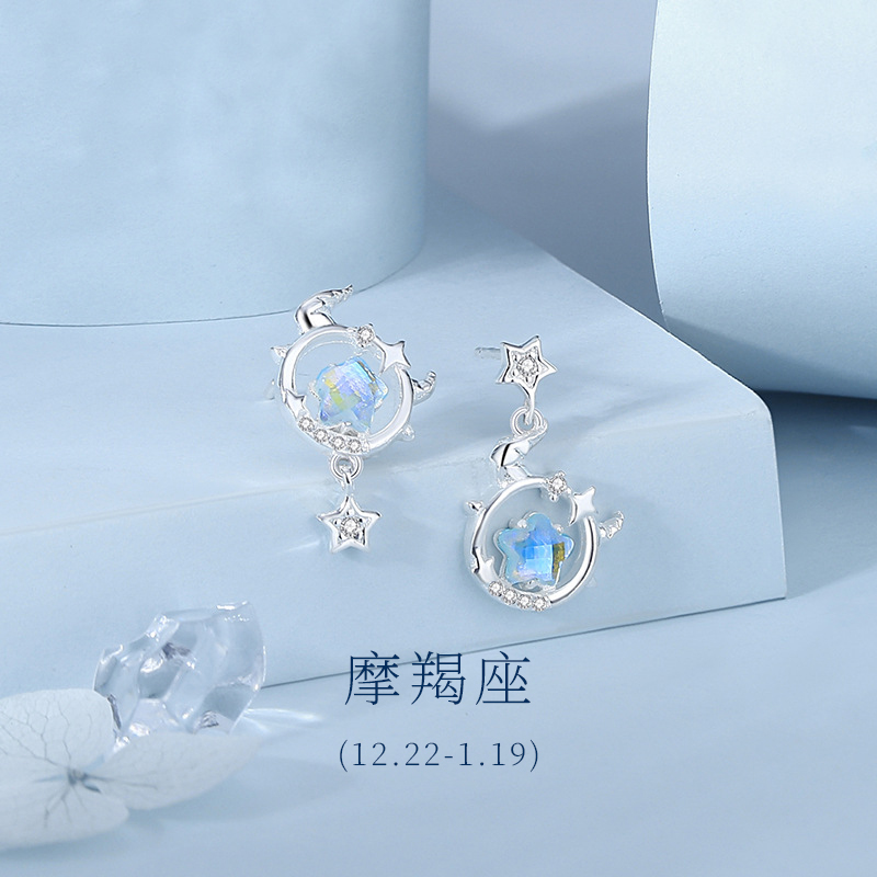 十二星座 · 月光石純銀耳釘 | 生日禮物