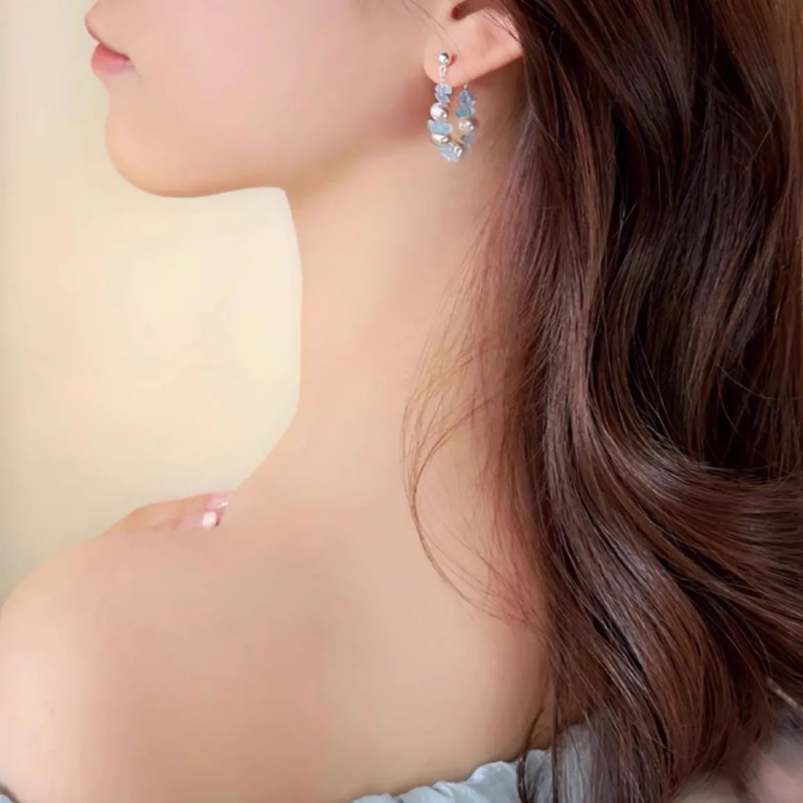 淺藍回憶珍珠耳釘 | 送女友禮物