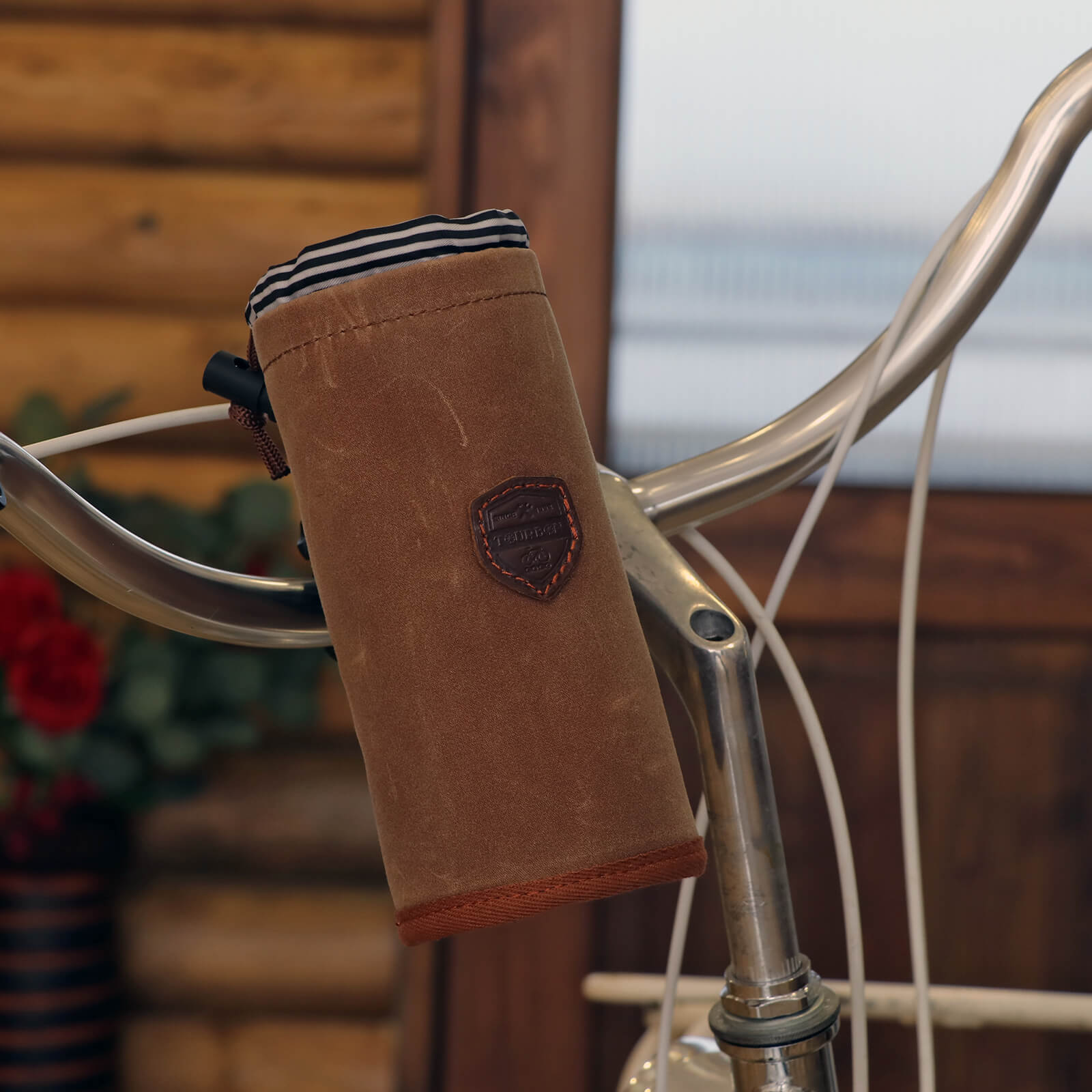 TOURBON Vintage Canvas Bike Cup Holder Handlebar