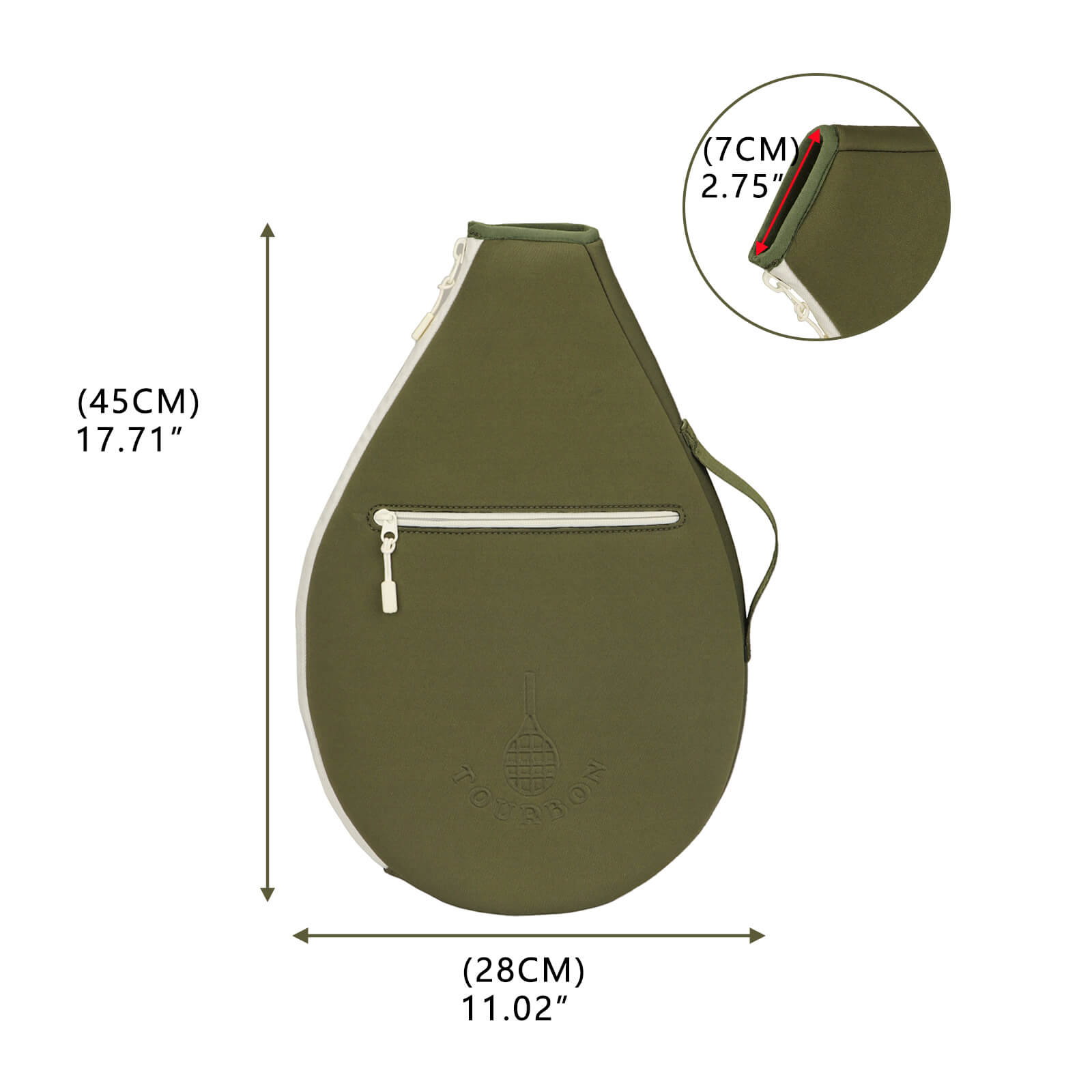 TOURBON Neoprene Tennis Bag Lightweight Badminton Squash Racquets Cover Sling Bag 