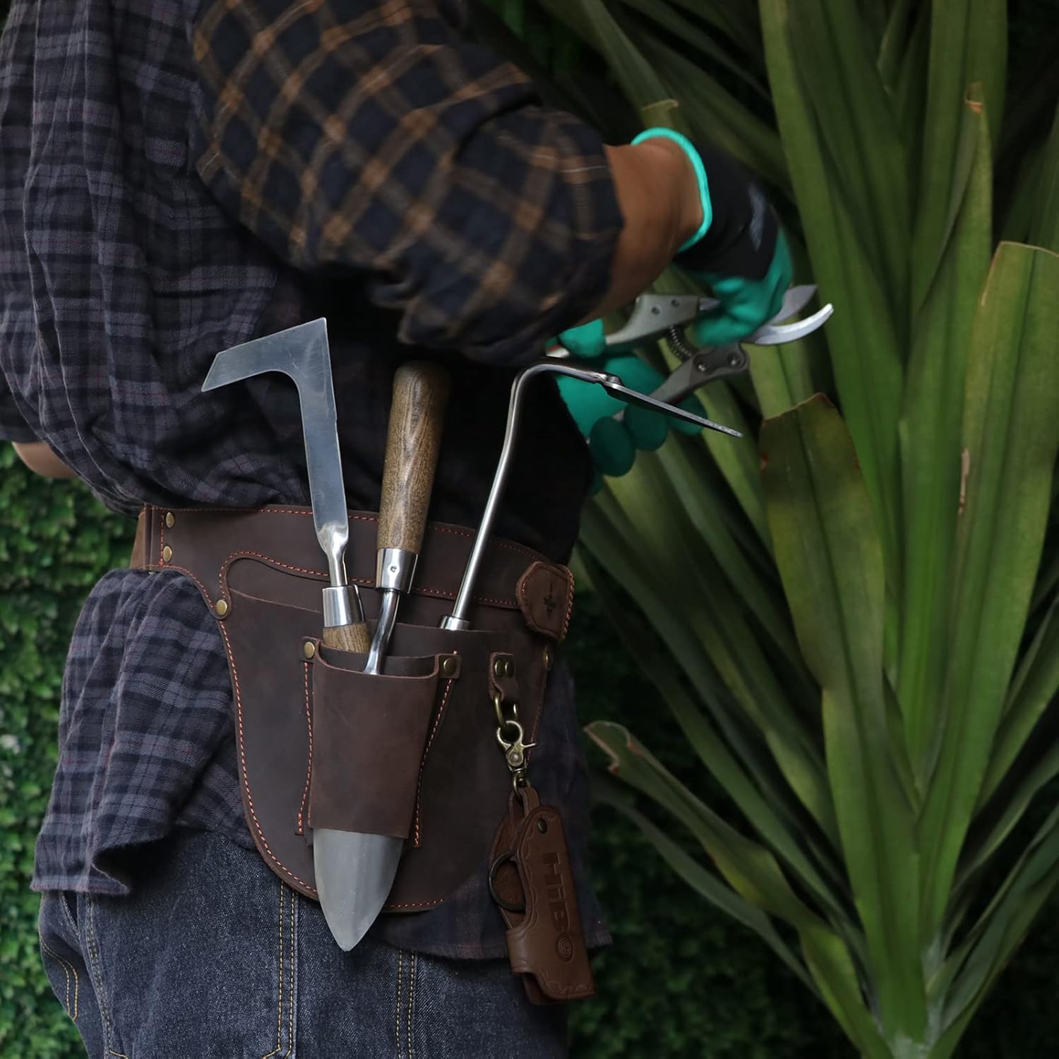 Tourbon Tool Belt Bag Gardener Farmer Leather Pouch 