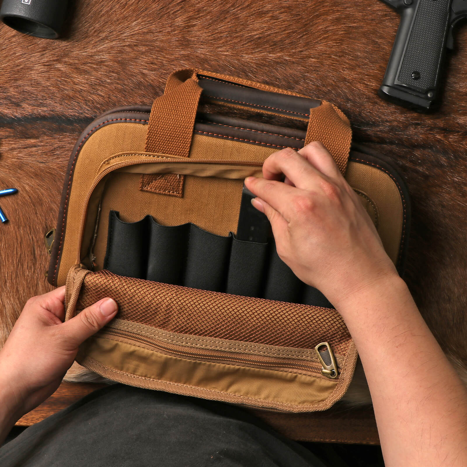 TOURBON Canvas Magazine Pouch