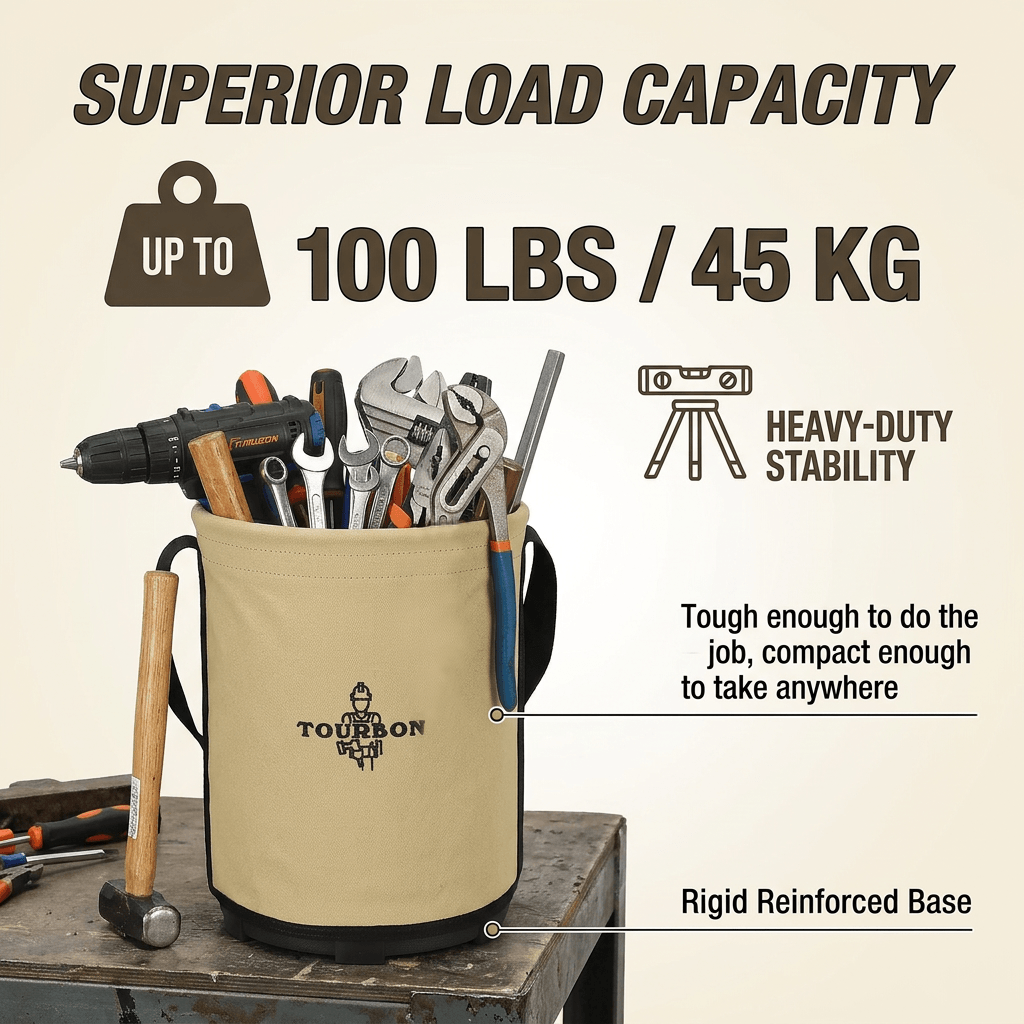 Canvas Tool Bucket with Plastic Bottom & Drain Holes