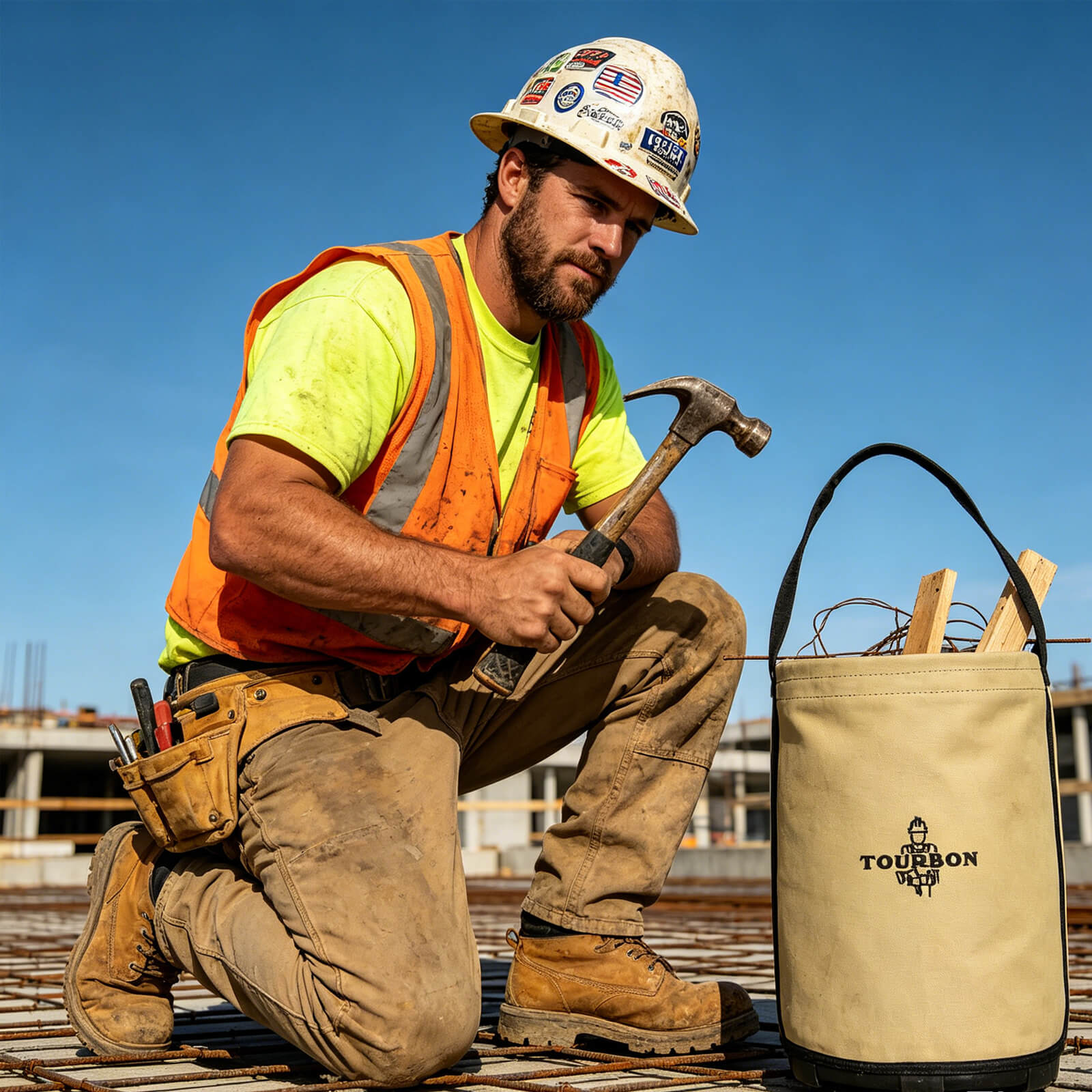 Canvas Tool Bucket with Plastic Bottom & Drain Holes