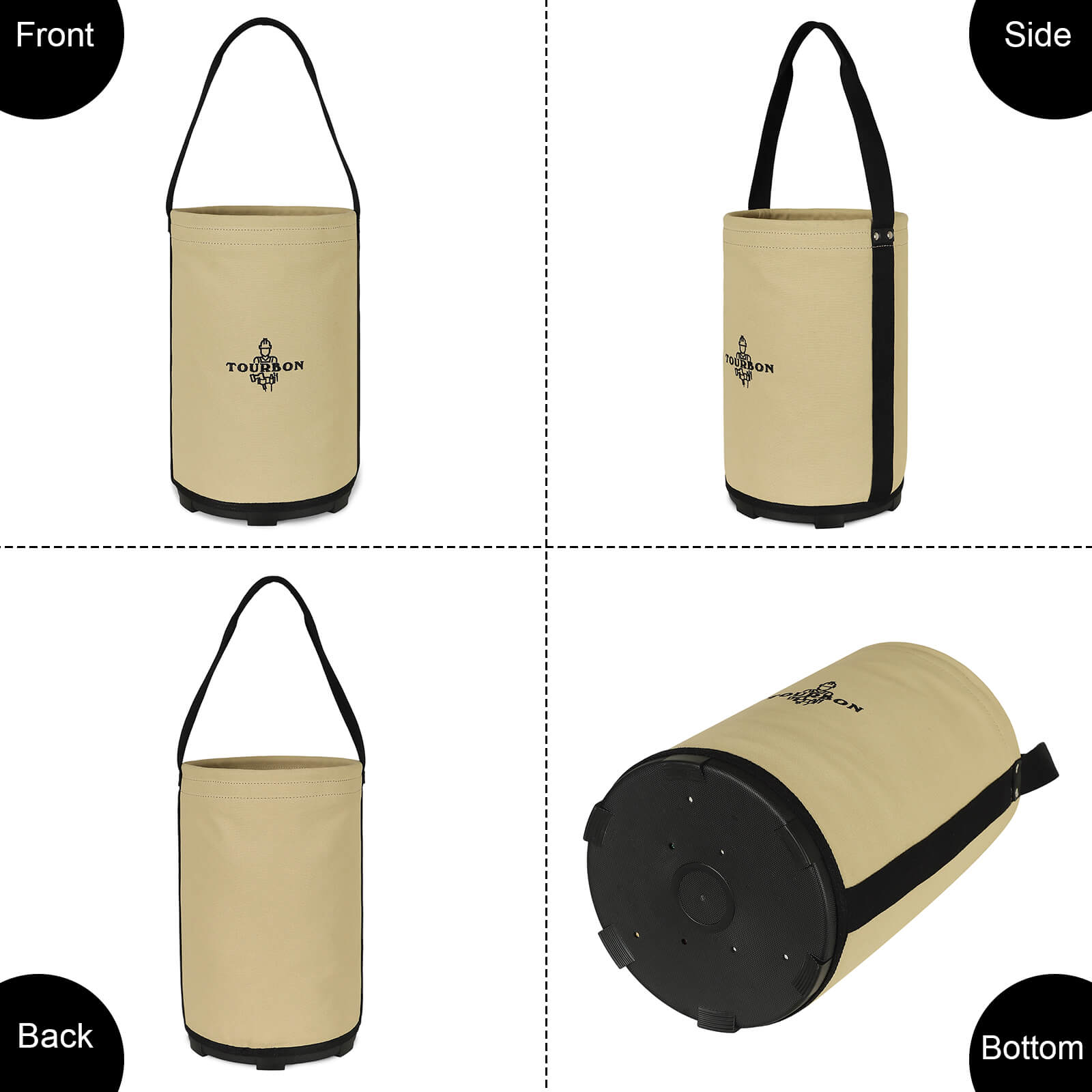 Canvas Tool Bucket with Plastic Bottom & Drain Holes