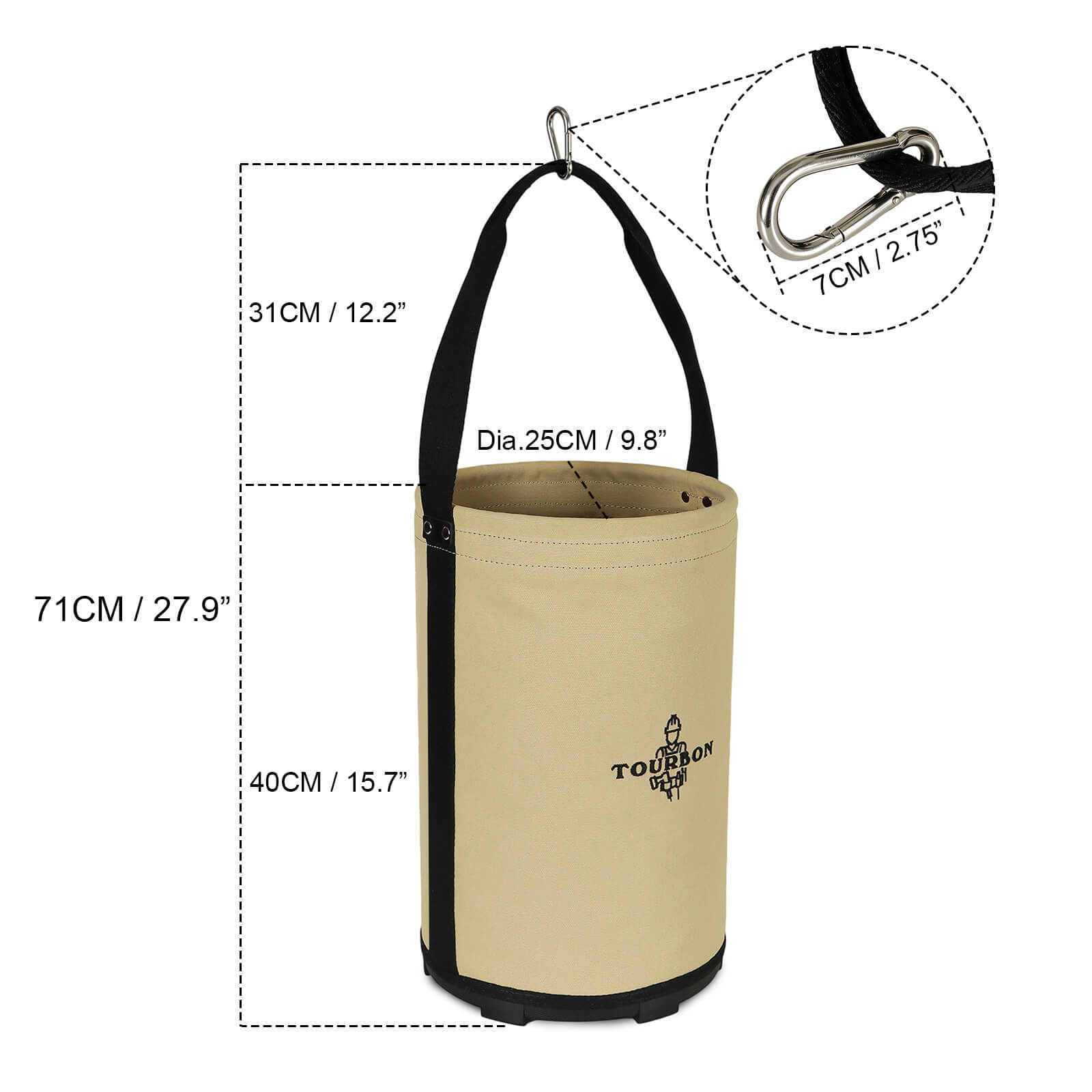 Canvas Tool Bucket with Plastic Bottom & Drain Holes