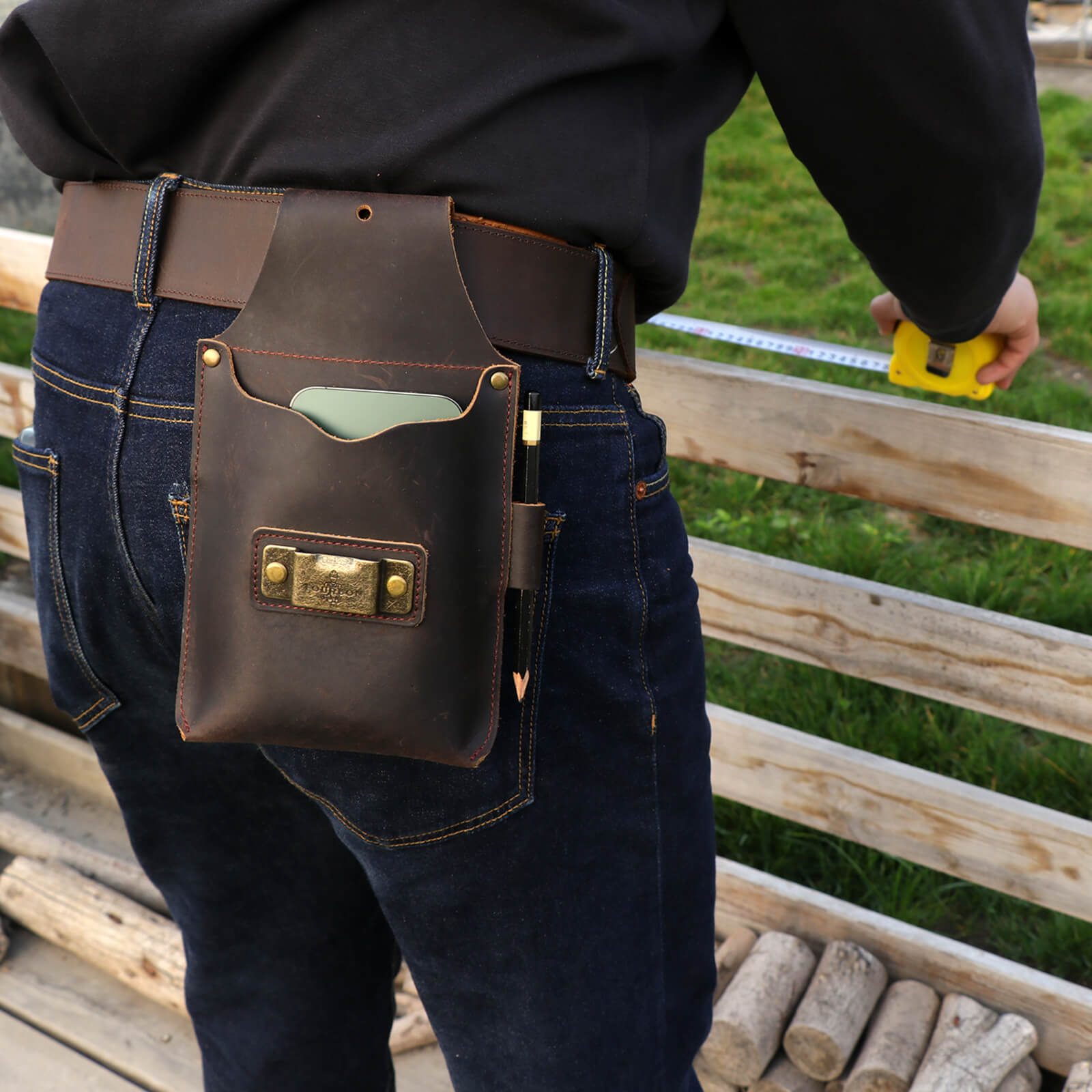Tourbon Leather Carpenter's Belt Pouch