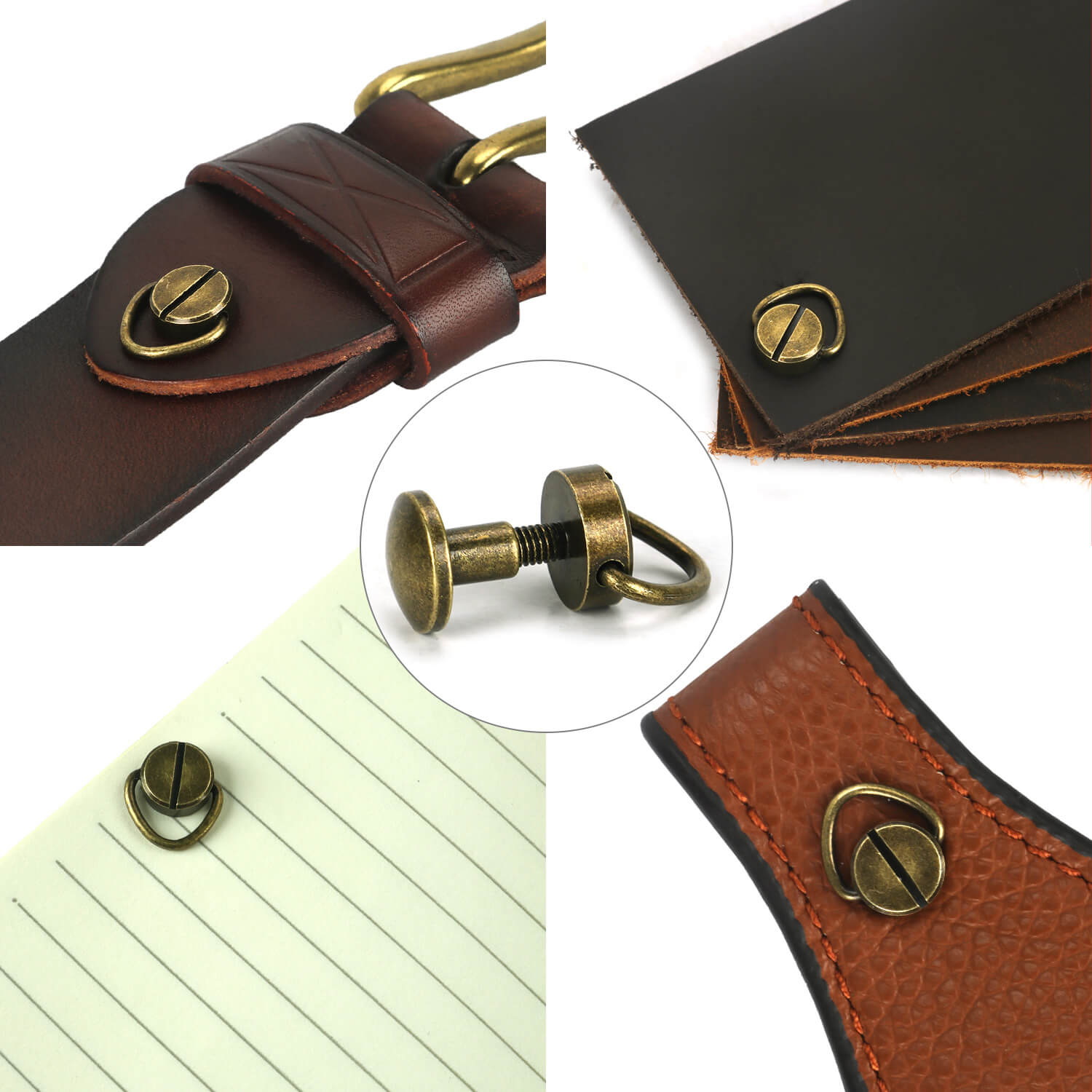 TOURBON 10x6mm Chicago Screws Rivets for DIY Leathercraft (Pack of 4 Sets)