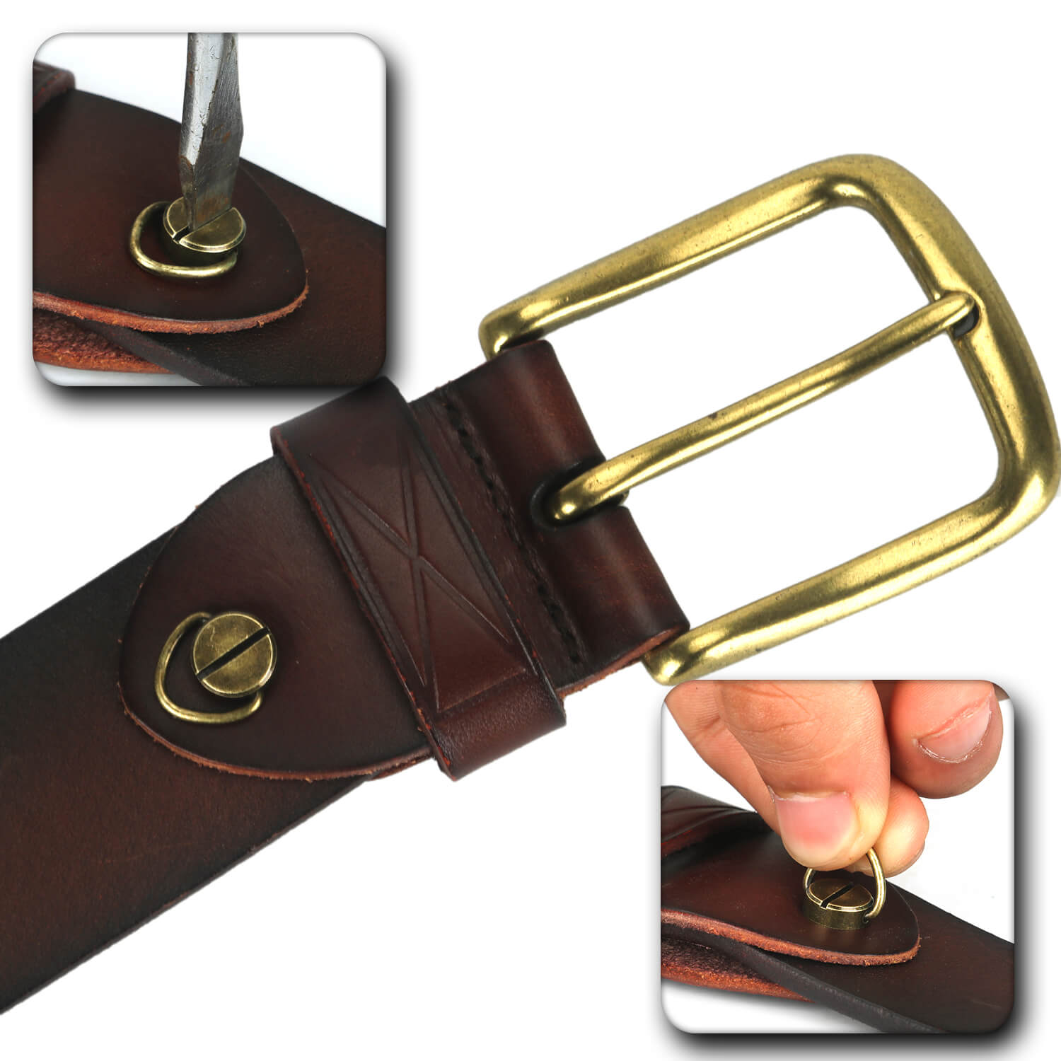 TOURBON 10x6mm Chicago Screws Rivets for DIY Leathercraft (Pack of 4 Sets)