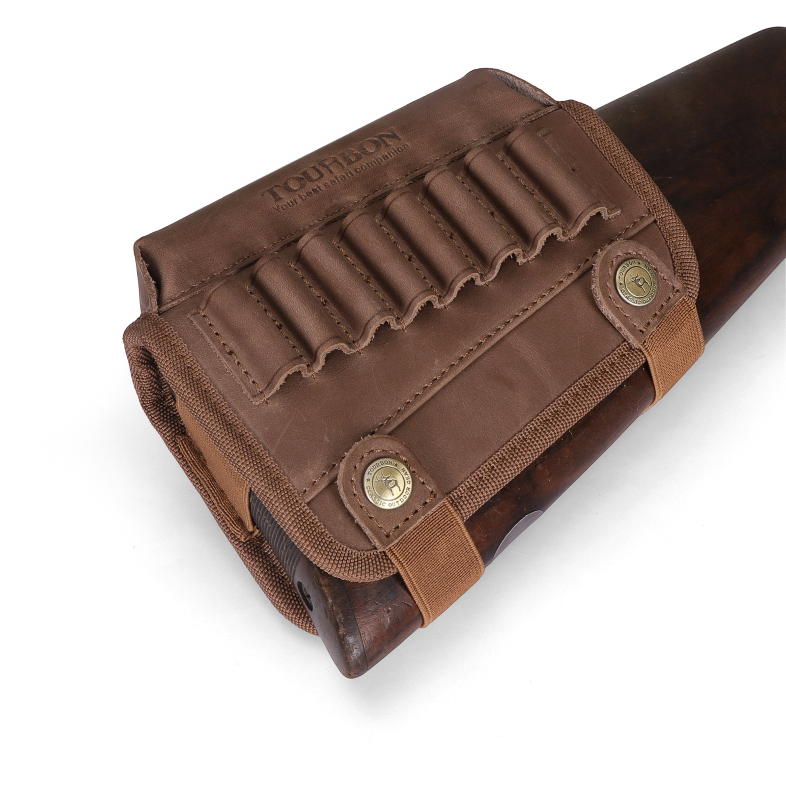 Tourbon Leather Gun Buttstock Cheek Rest Cartridge Holder (Random Color)