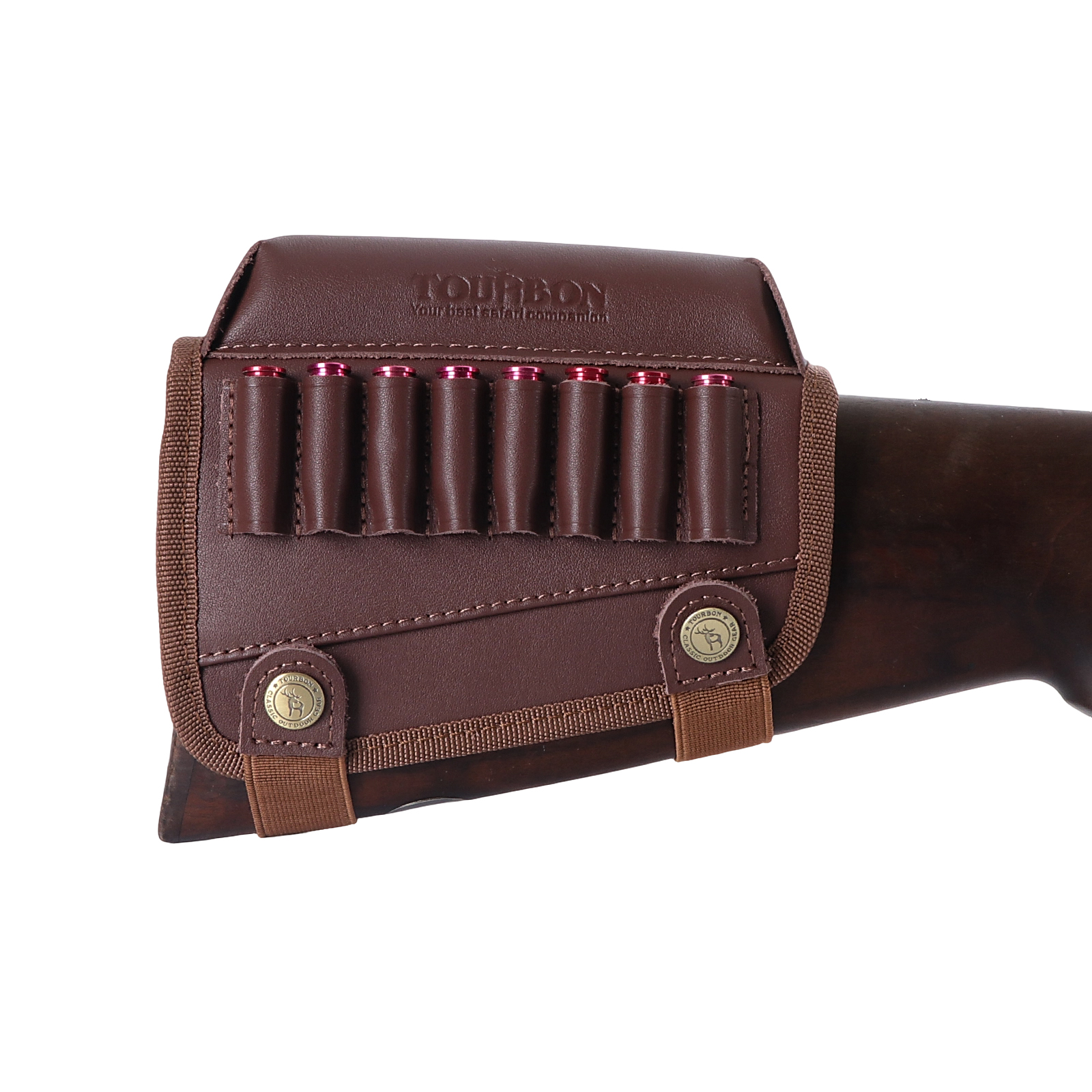 Tourbon Leather Gun Buttstock Cheek Rest Cartridge Holder (Random Color)