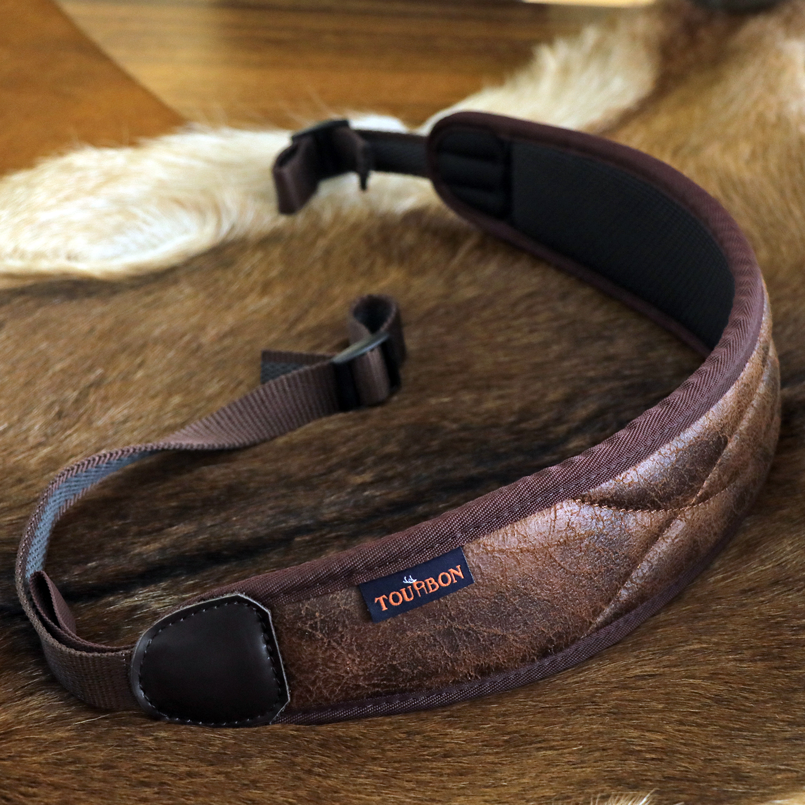 TOURBON Non-slip Soft Padded PU Leather Hunting Sling
