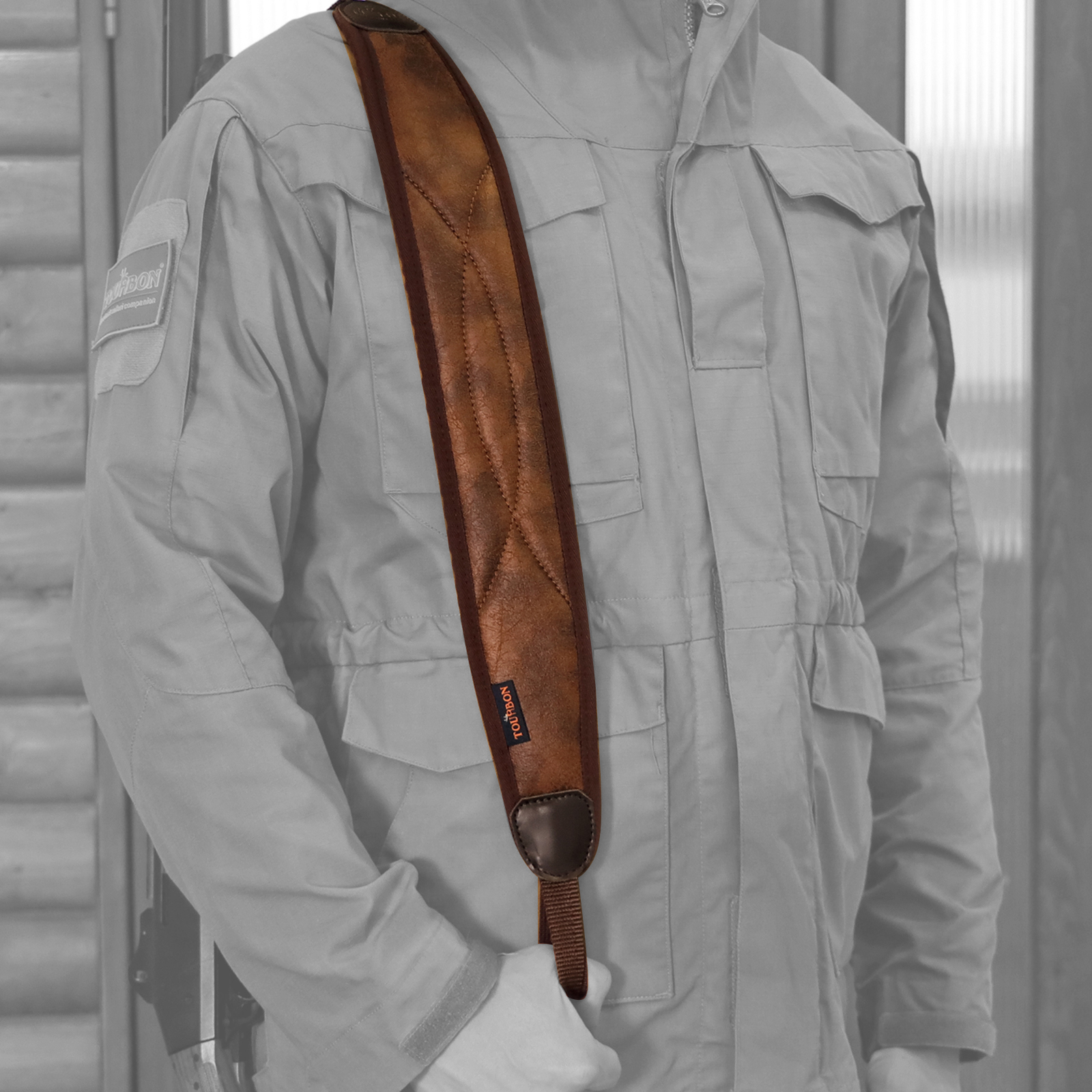 TOURBON Non-slip Soft Padded PU Leather Hunting Sling