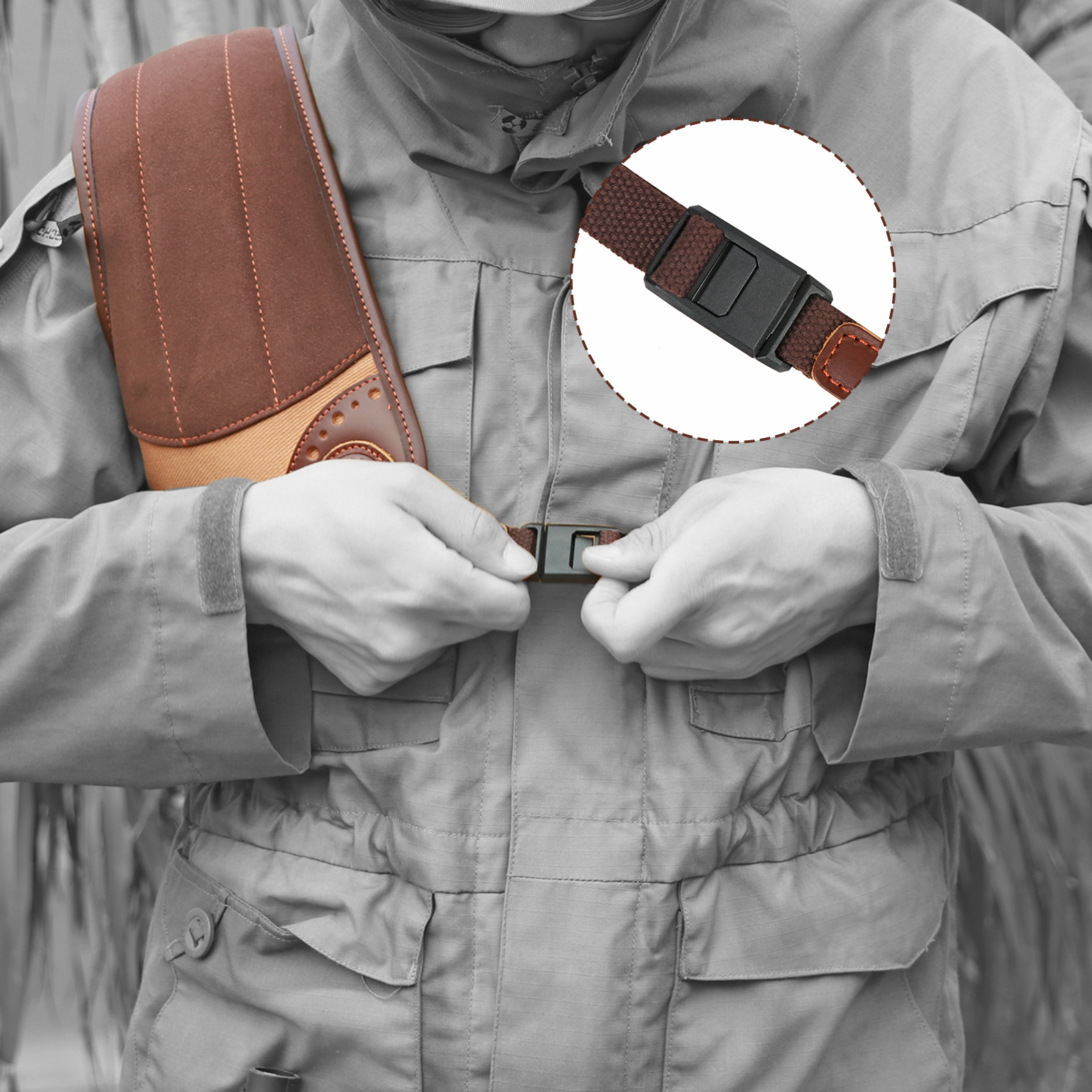 Tourbon Canvas Leather Shoulder Recoil Pad Adjustable For Shooting