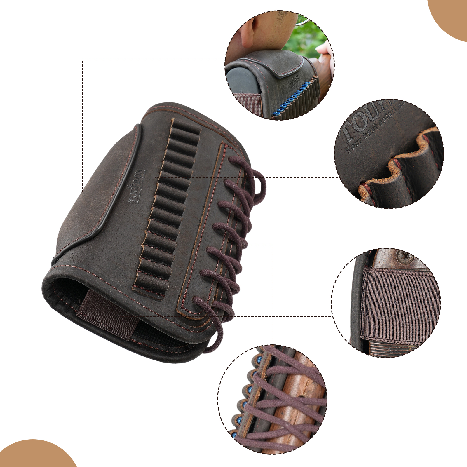 Tourbon Leather Buttstock Cheek Riser for .22LR