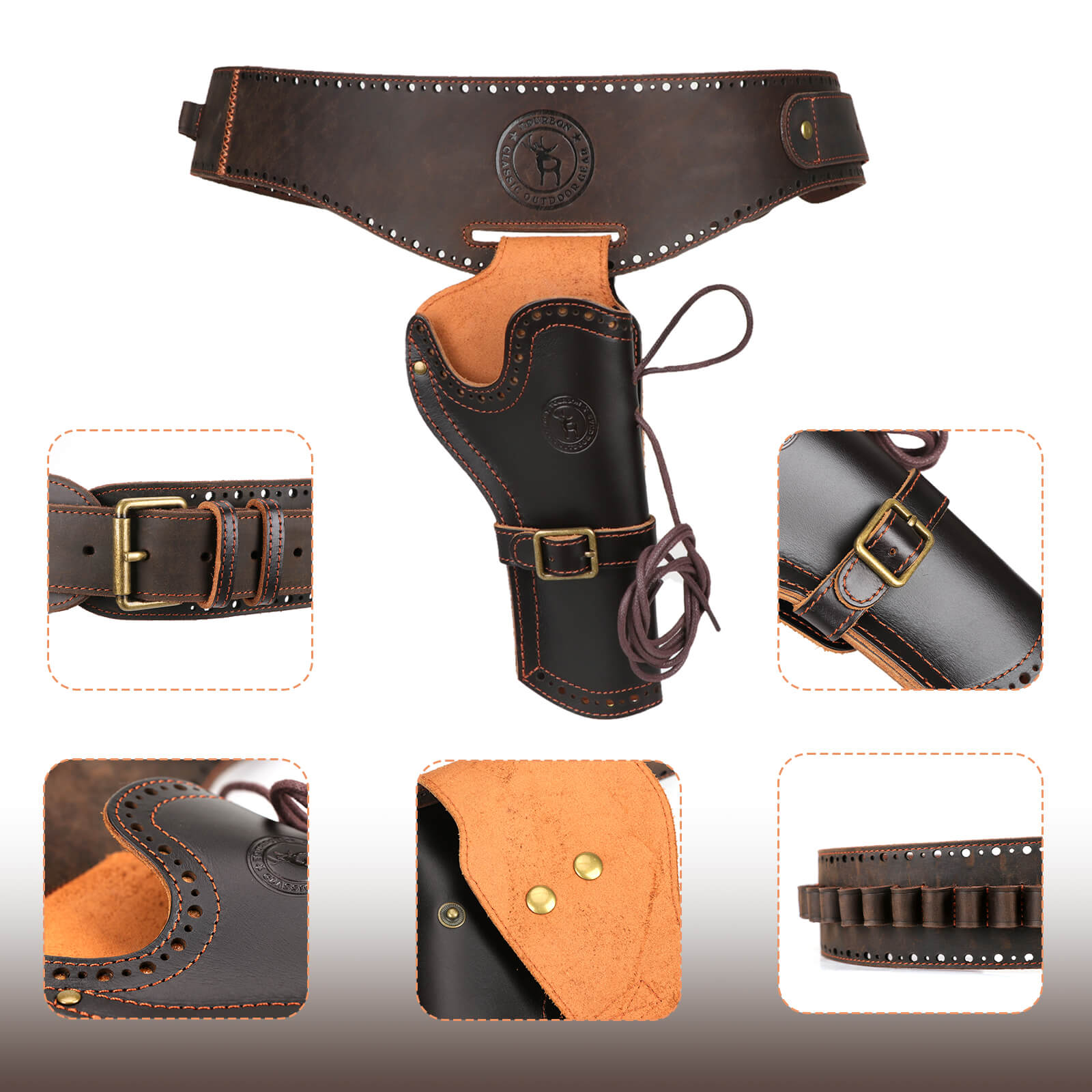 TOURBON Leather Holster Adjustable Shell Belt