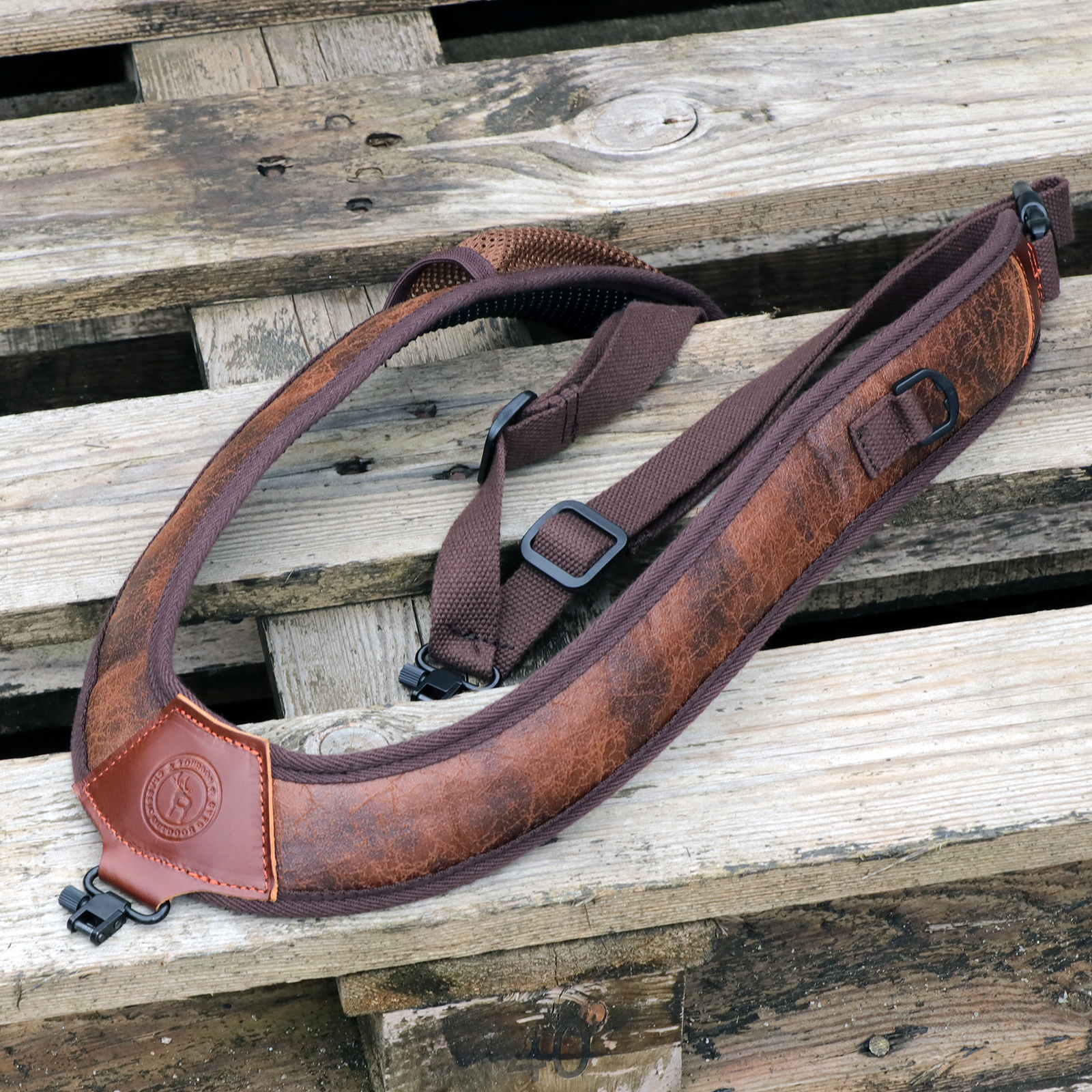 TOURBON PU Leather Double Shoulder Strap with Pocket Knife Pouch