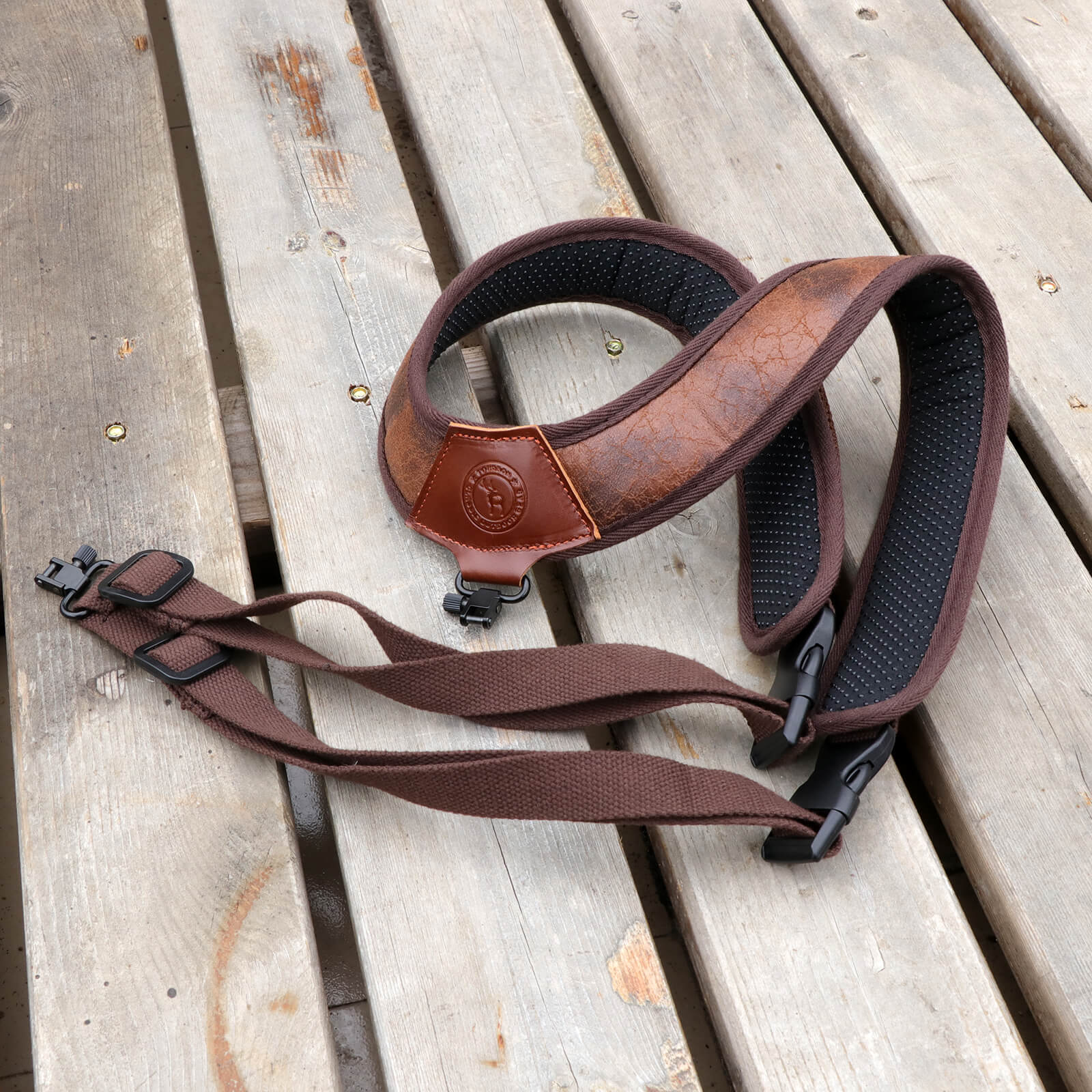 TOURBON PU Leather Double Shoulder Strap with Pocket Knife Pouch