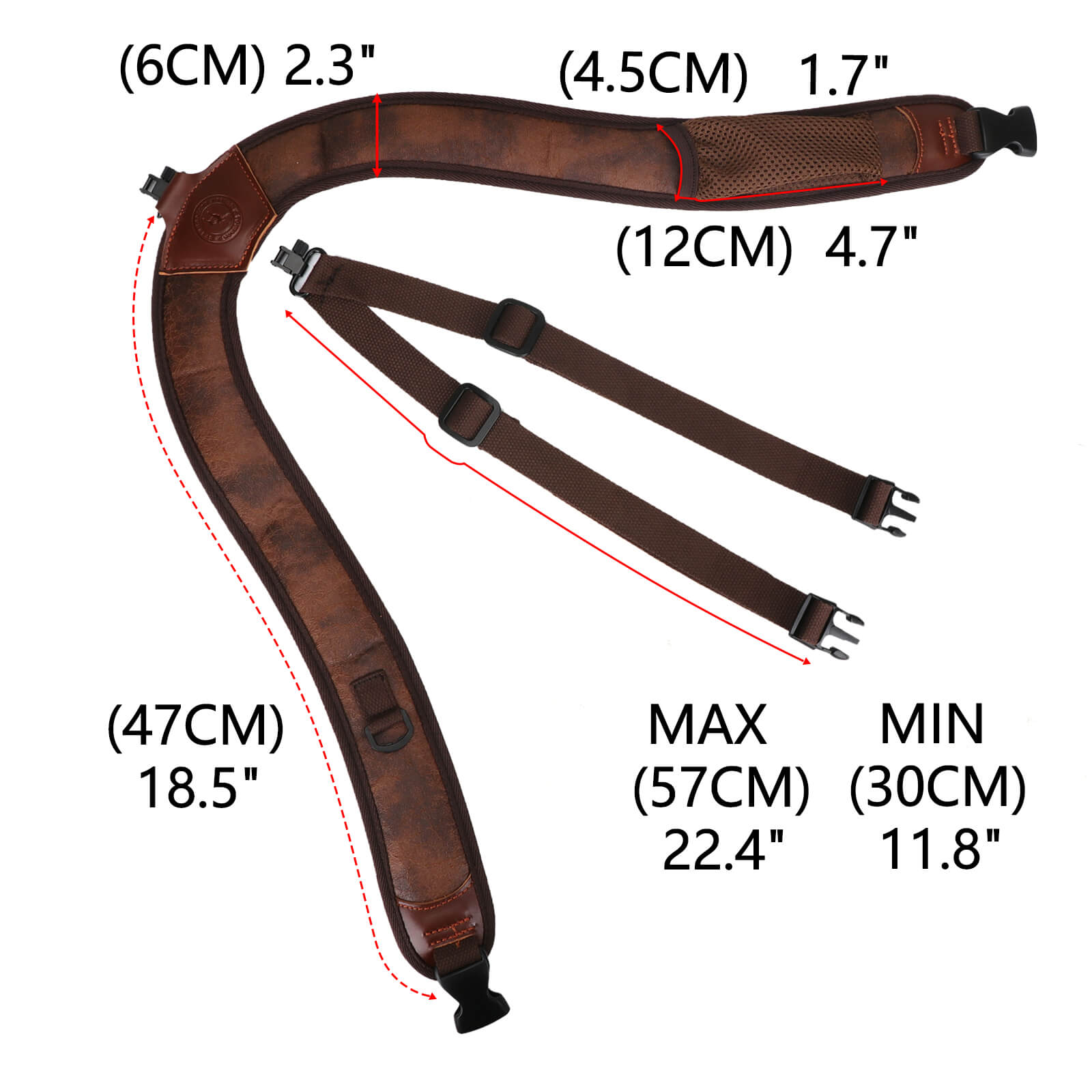 TOURBON PU Leather Double Shoulder Strap with Pocket Knife Pouch