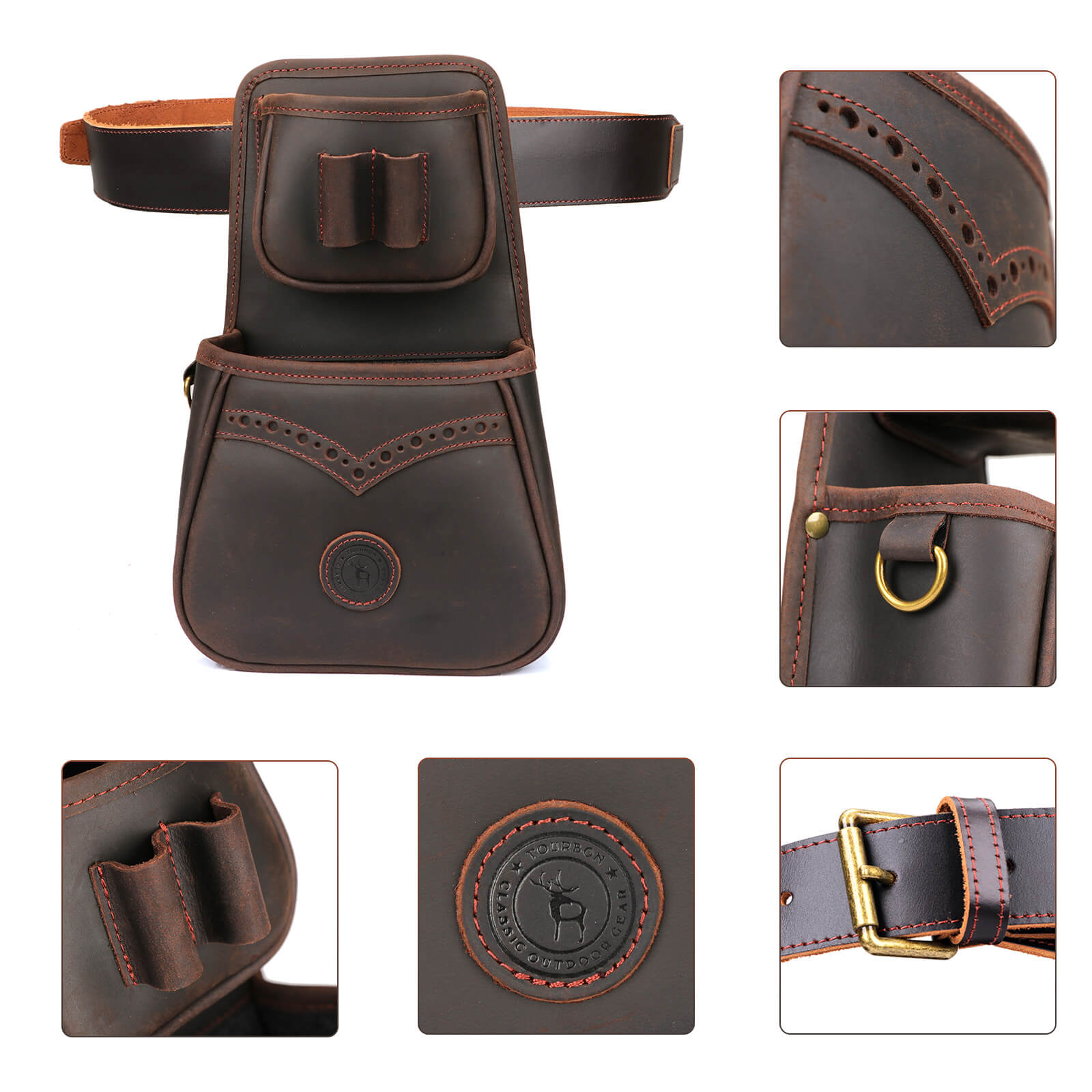 TOURBON Leather Shell Pouch Shooting Bag