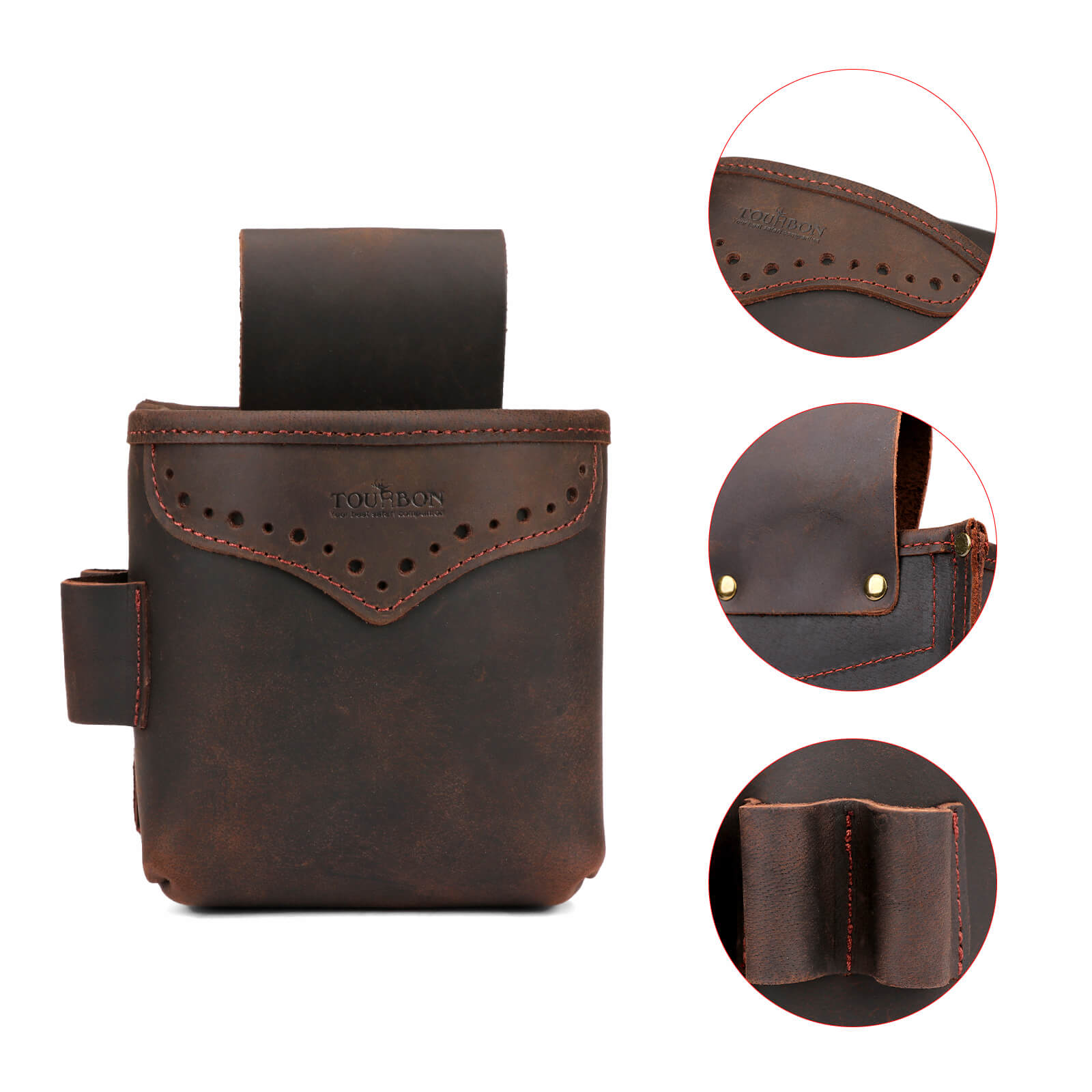 TOURBON Leather Shell Holder Clay Trap Skeet Shooting Bag