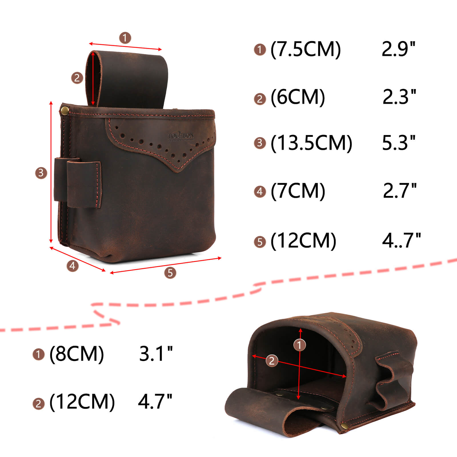 TOURBON Leather Shell Holder Clay Trap Skeet Shooting Bag