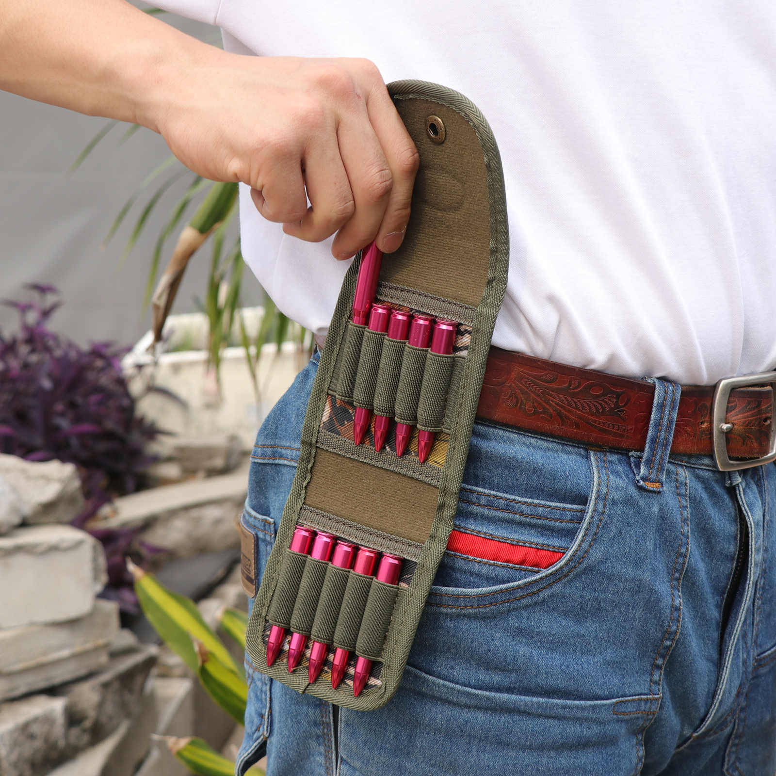 TOURBON 600D 10 Round Rifle Shell Holder Pouch 2 Inch Belt Loops 