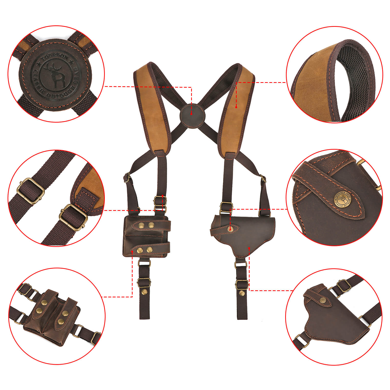 Horizontal Shoulder Holster System Harness-Double Mag Pouch